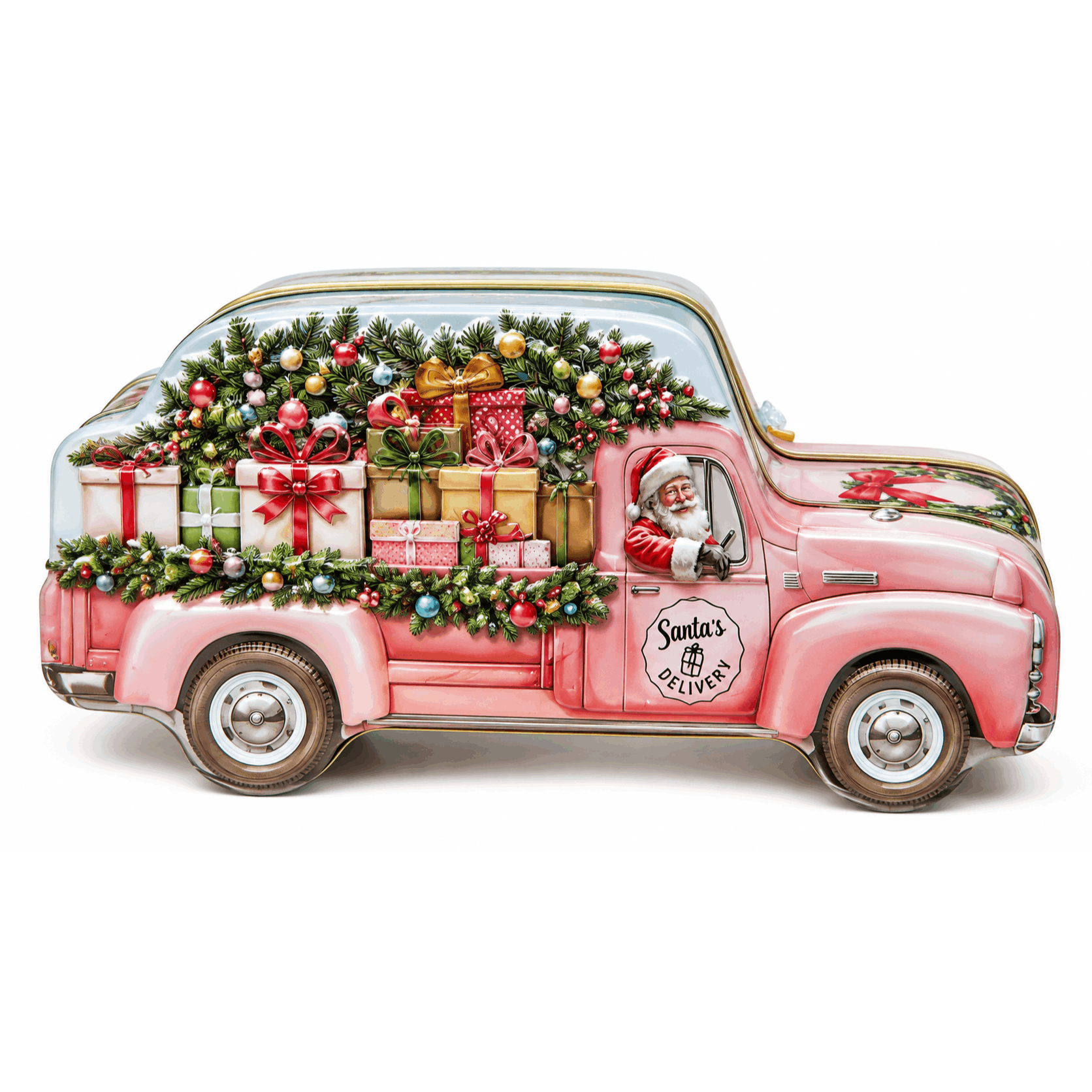 Image of Becky's Santa's Delivery Chocolates In Christmas Metal Tin 150 G – Milk Chocolate With Caramel Filling – 15pcs – Gift Idea For Christmas