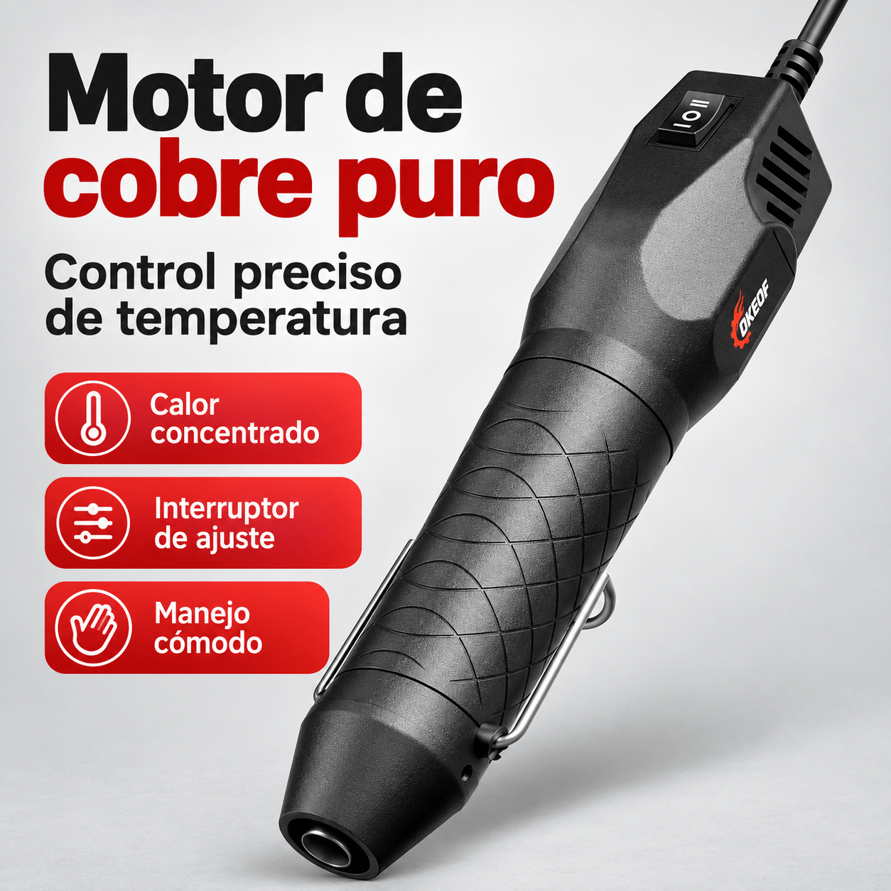 TEMU Mini Pistola de Aire Caliente 220V, 2 Niveles de , Motor de Cobre, Pistola Térmica Portátil para Manualidades, Termorretráctil, Reparaciones y