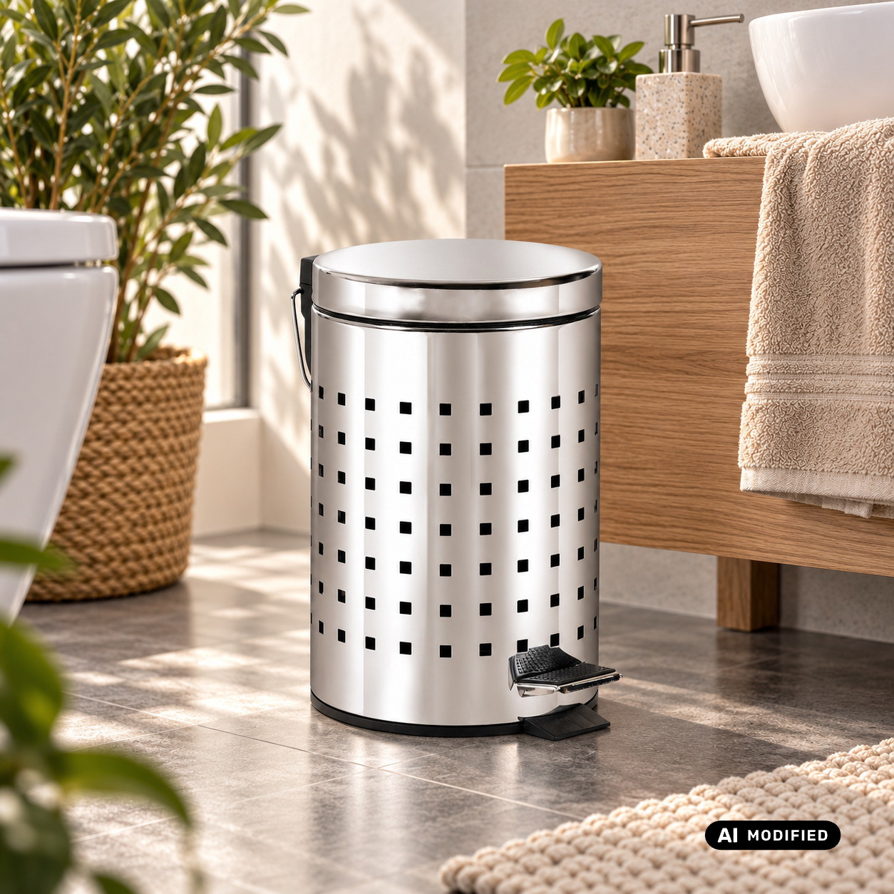 Image of Axentia 3 Liter Bathroom Pedal Bin Cosmetic Bin Bathroom Trash Can For Bathroom Bathroom Paper Basket Pedal Bin Pedal Trash Can Bathroom Trash Can For Waste Cosmetic Waste And Paper