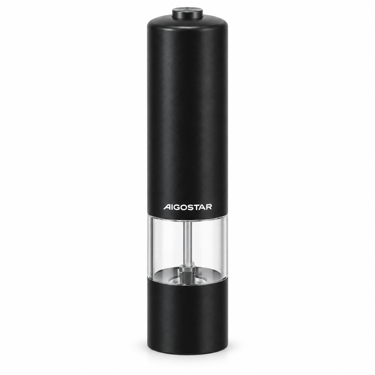 TEMU Molinillo Eléctrico para Sal o Pimienta, Depósito Transparente de 27 g, 6 V, Color Negro, 22,5 cm , para Cocina y Mesa