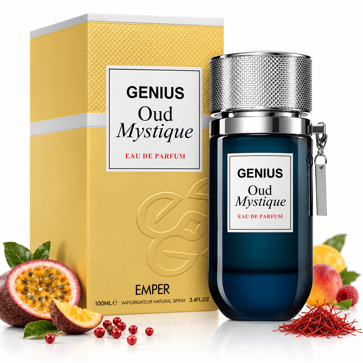Image of Emper Oud Eau De Parfum 100ml Unisex – Oriental-fruity Oud Fragrance Fruit, Saffron, Rose, Leather, Amber, Vanilla & Patchouli – , Elegant, And Long-lasting. Luxury