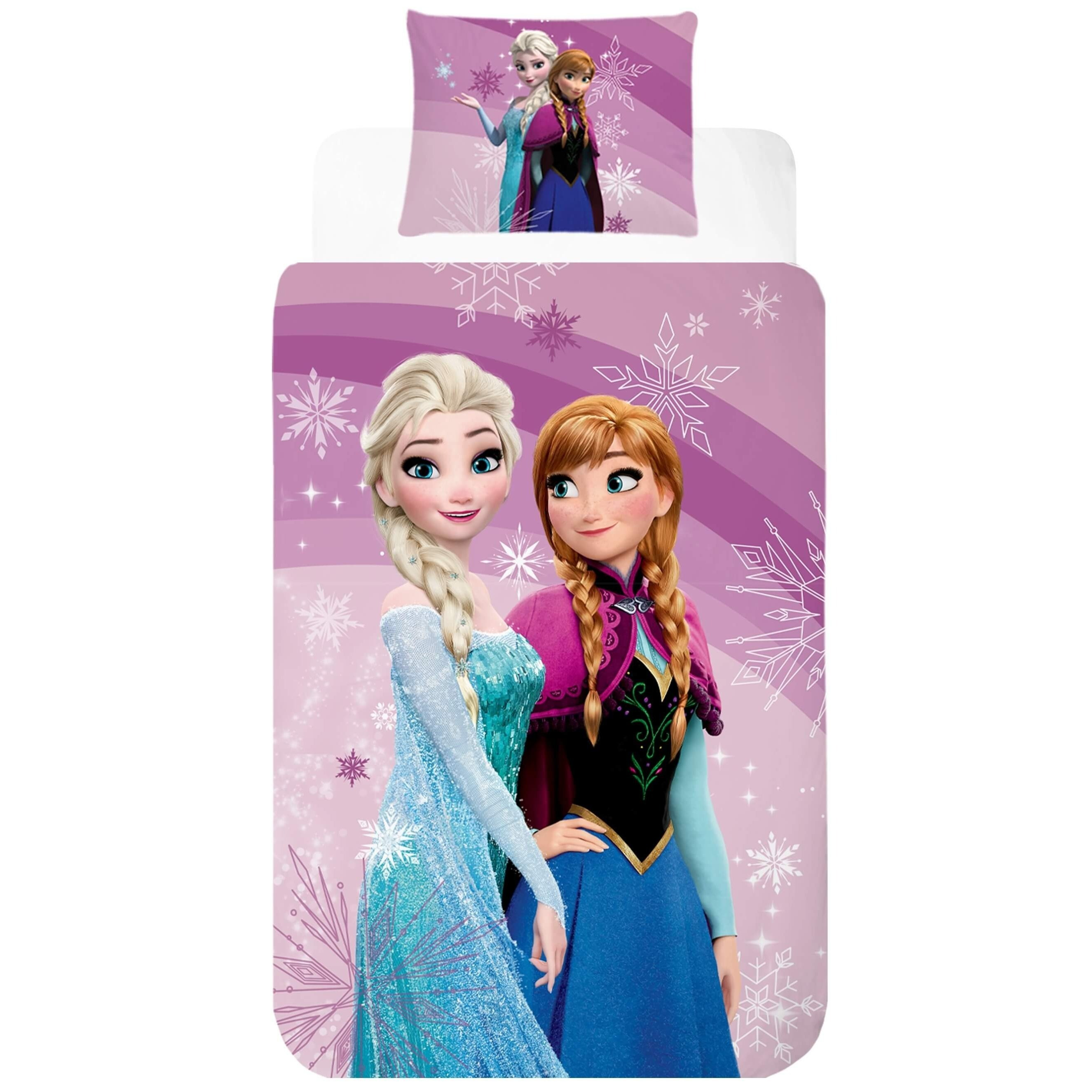 Image of The Ice Queen Reversible Bed Sheet Set Bed Sheet 135x200 Pillowcase 80x80 German Size Single Bed 100% Anna Children's Bedding For Girls