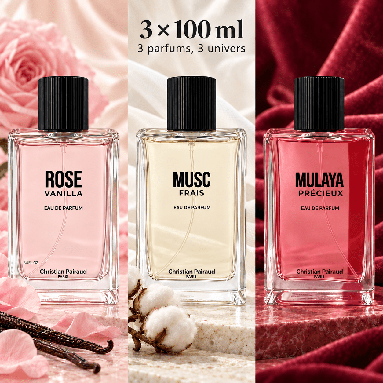 TEMU Lot de 3 Parfums 100ml - Musc Eau de Parfum 100ml, Eau de Parfum 100ml, Mula Eau de Parfum 100ml - Eau de Parfum Longue Tenue, Coffret Cadeau