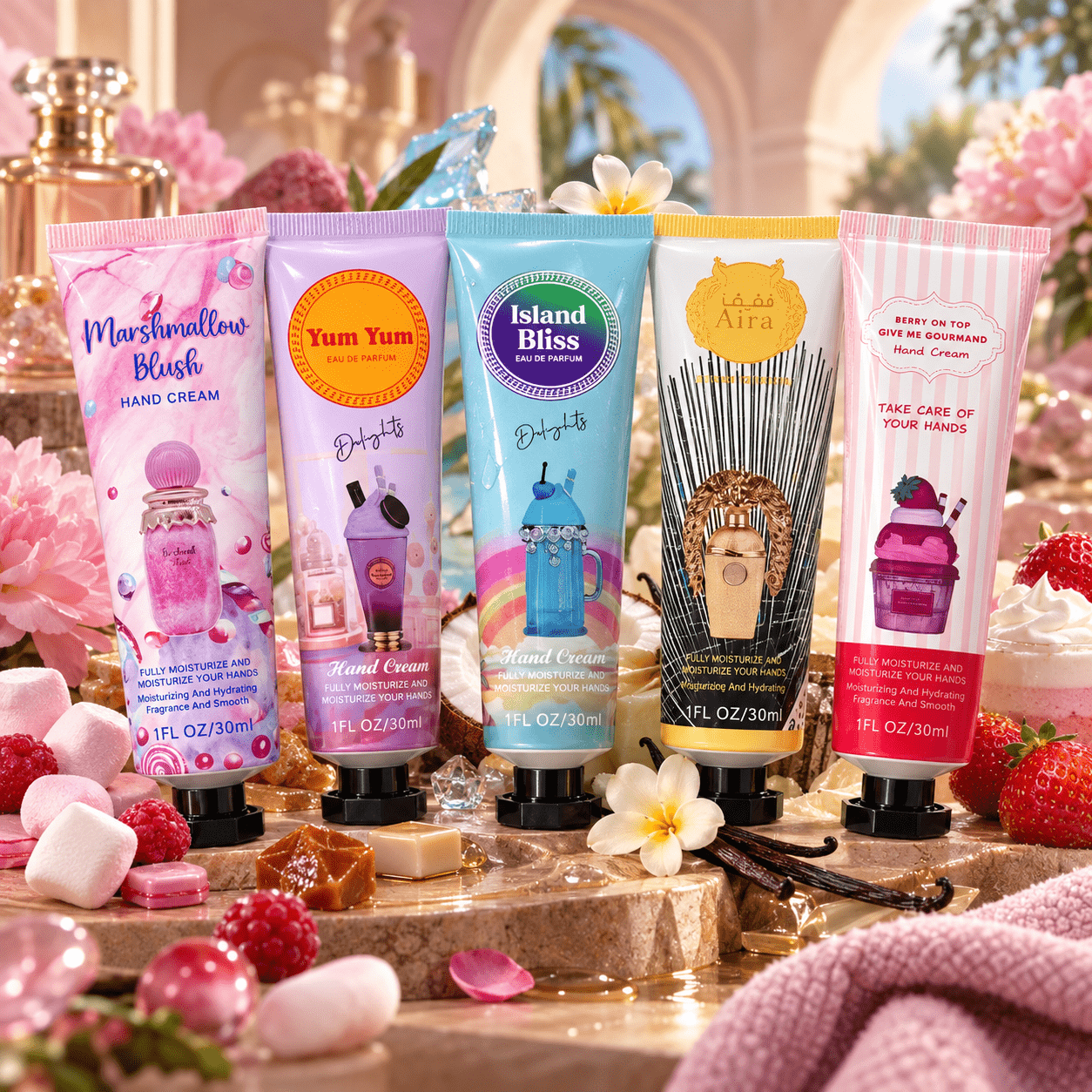 TEMU Coffret de 5 Crèmes pour Parfumées 30 ml – Marshmallow Blush, , , & – Hydratantes et Parfumées