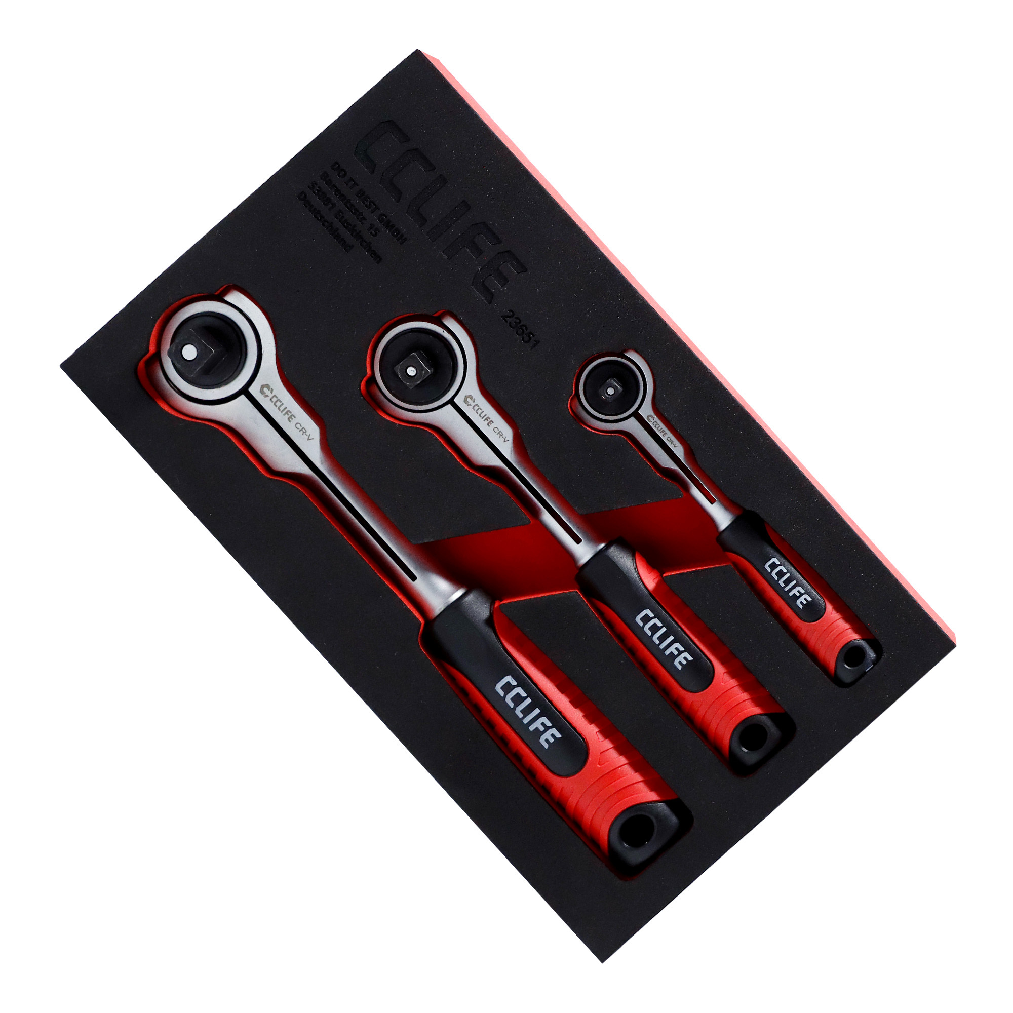 TEMU Swivel Head Ratchet Set, 3-piece, 1/4", 3/8", 1/2", 72 Teeth, 270°