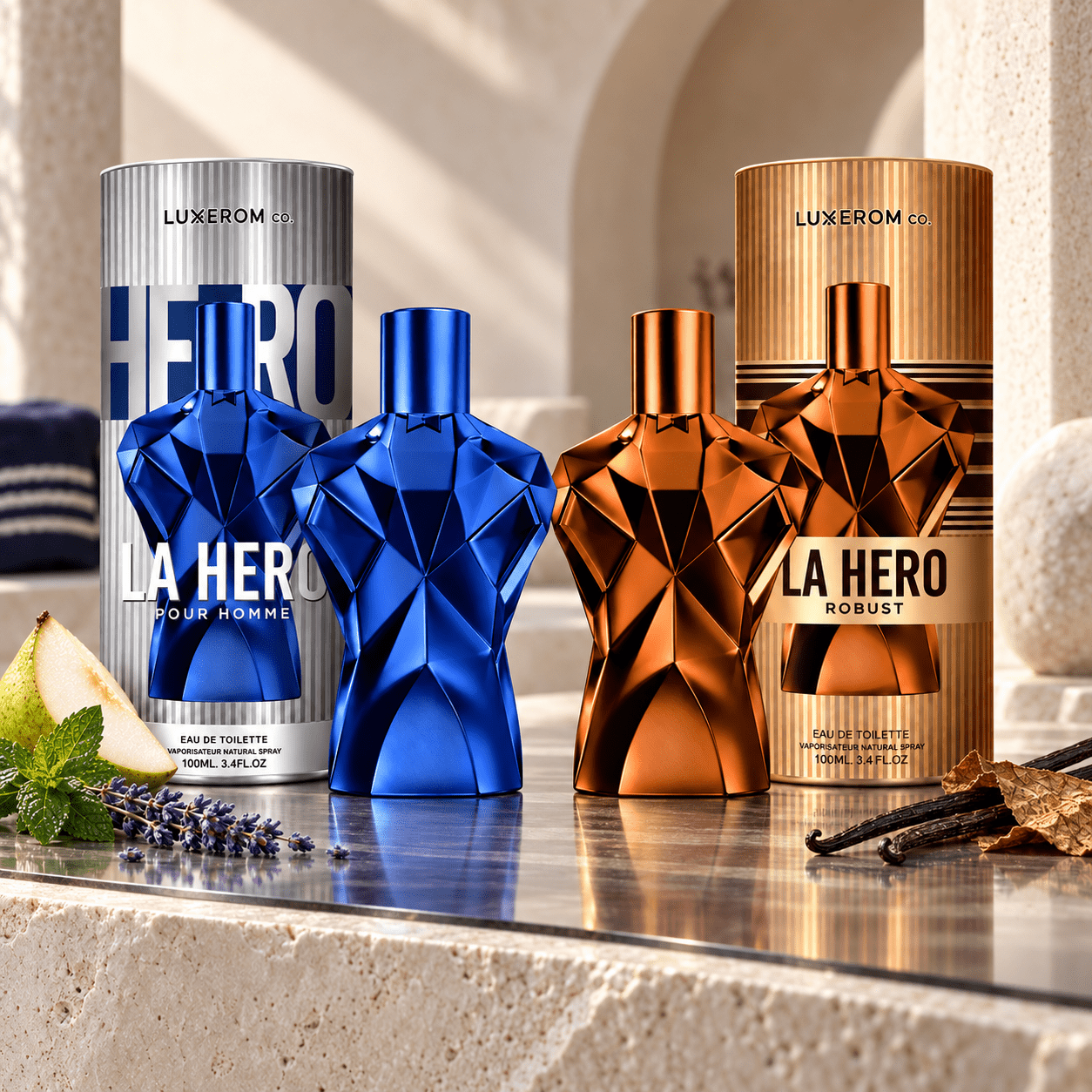 TEMU Parfum Homme lots de 2 x100ml - Luxerom La Hero & Pour Homme - Eau de Parfum Masculine , Flacon Buste Original, Cadeau Parfaite