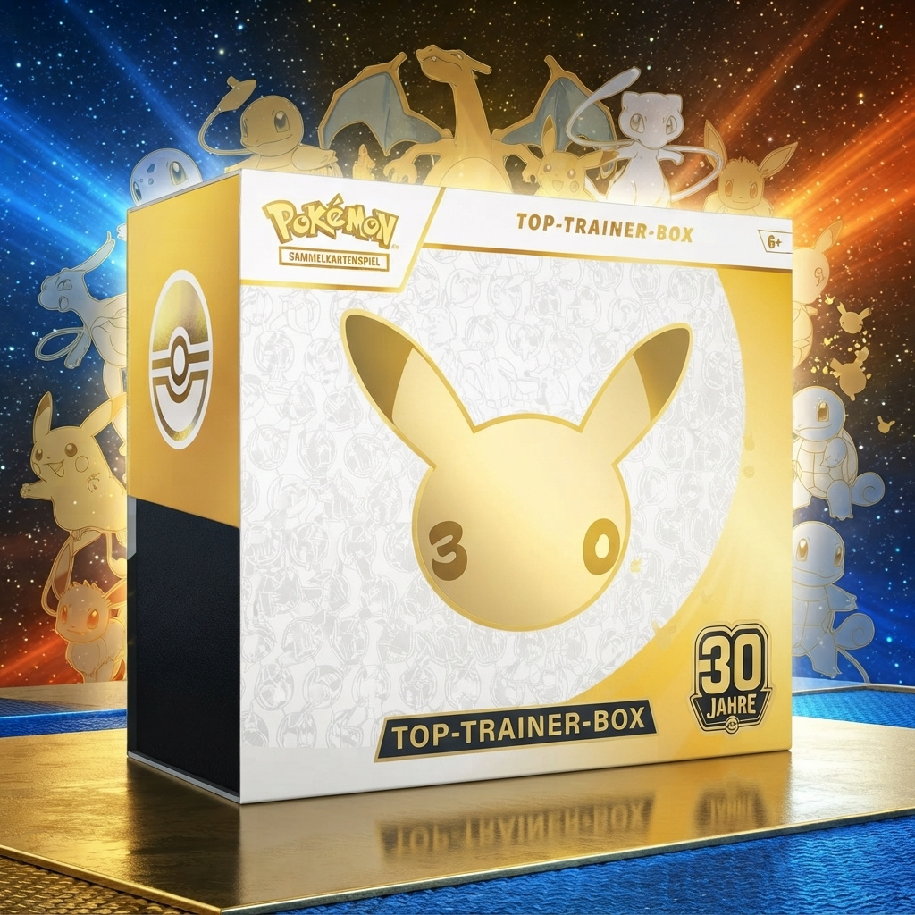 TEMU TCG 30th Anniversary Celebration Top-Trainer-Box – Deutsche Ausgabe