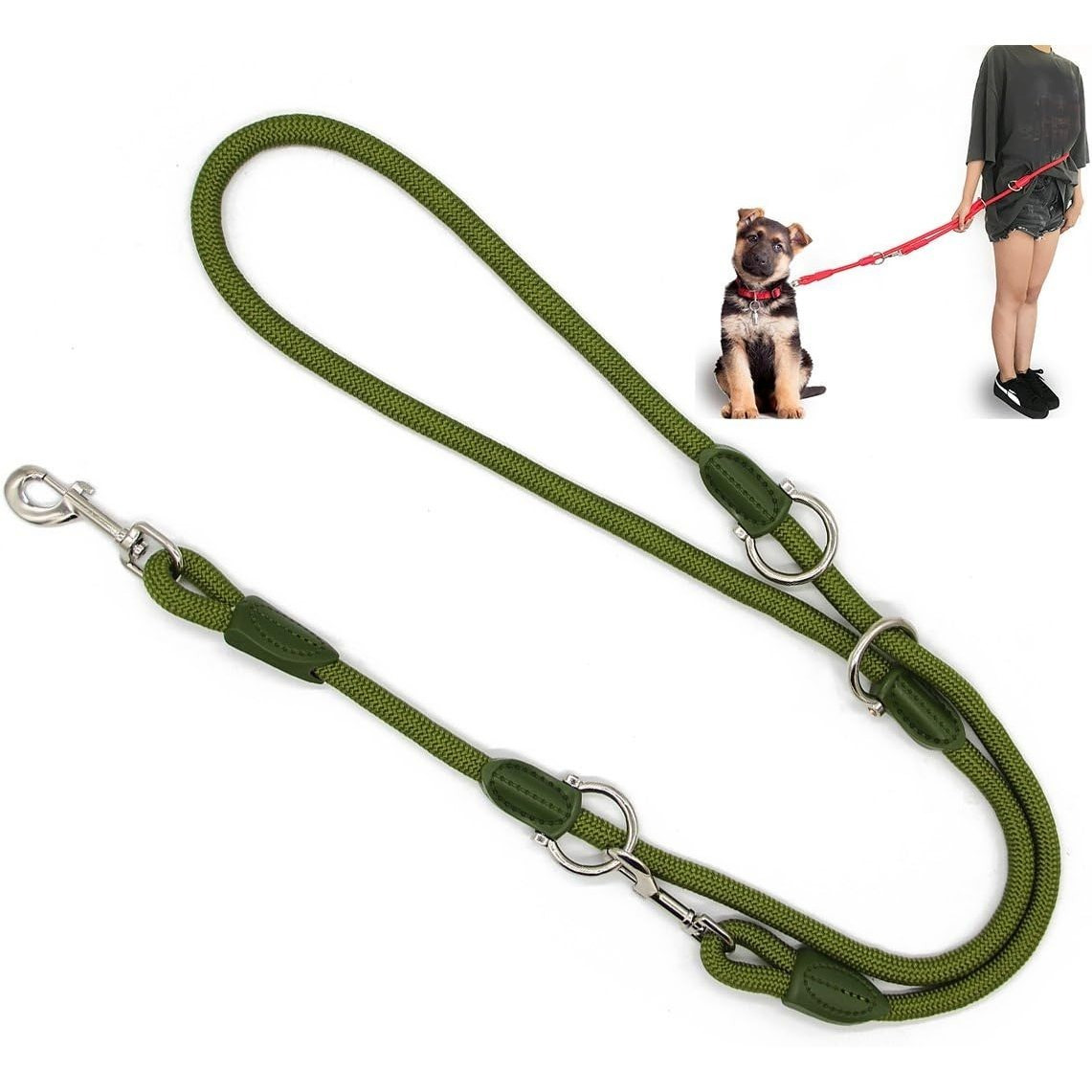 TEMU BPS Correa para Perro Mascotas Correa de Perro Ajustable Posiciones Perro Grande 2 Dimensión Elegir M/L (Azul Negro Verde，Color ) BPS-3801