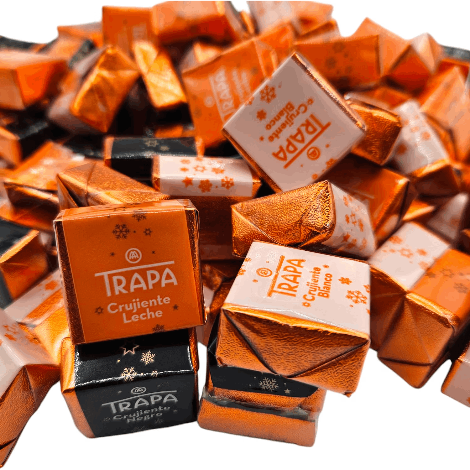 Image of Crunchy Trapa-cut Candies - Kilo Bag - Nougat Chocolate Candies With Milk - White Nougat - Black Nougat - Crunchy Nougat