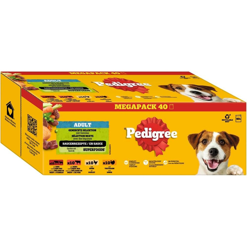 Image of Pedigree® Adult Portions Bag In Sauce Mixed With 4 Varieties 40 X 100g