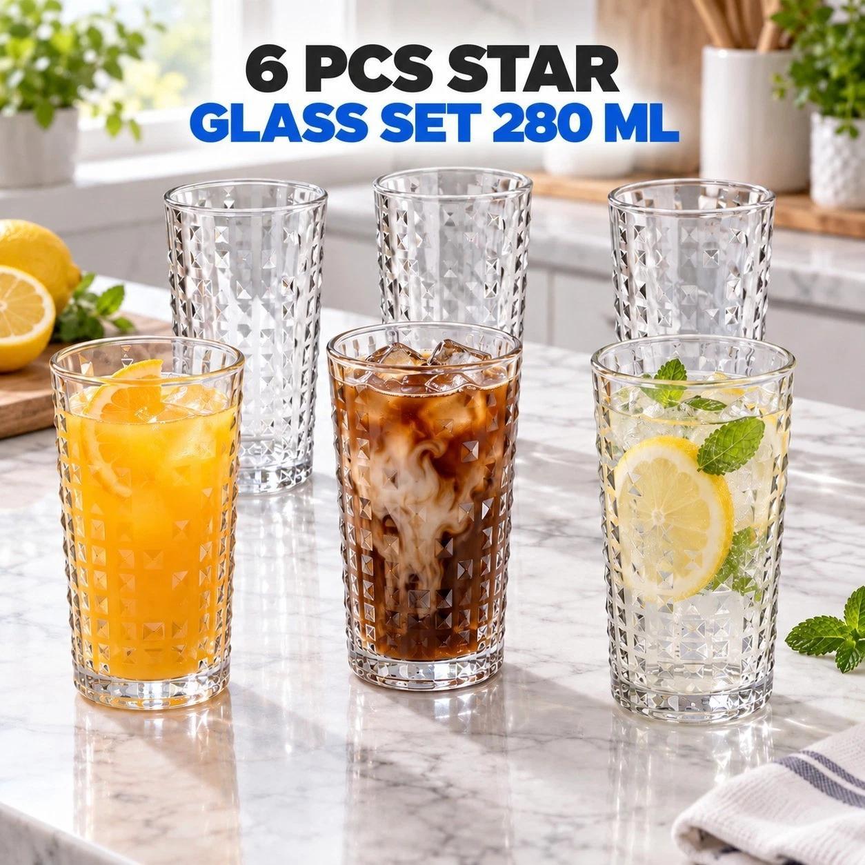 TEMU 6pcs 280ml Tumbler Set | Clear Drinking Glasses | Christmas Drinkware | Elegant Glasses For Home, Kitchen & Festive Dining