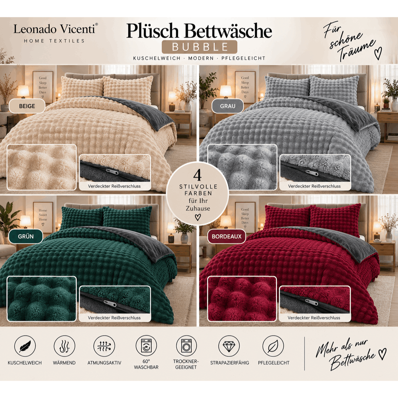 Image of Winter Bedding Teddy Plush Cashmere Touch | Fluffy & Cozy | Design | Extremely Warm & Soft | Reversible Single-color Bedding |