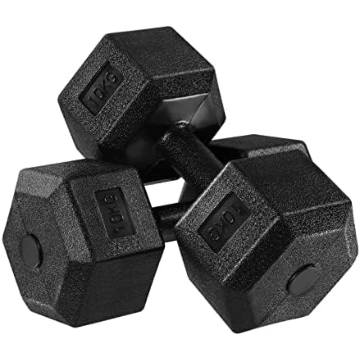 Image of 2pcs Hexagonal Dumbbell Set (each 10 Kg) Made Of Cast Iron - Dumbbell Set For Strength Training, Home Workout, And