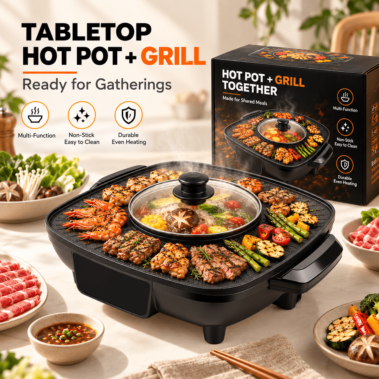 TEMU 3-in- Combo Set, Large Pan & Baking Plate, Practical Cookware Gift For Christmas Family Dinners, Holiday Baking & Gatherings