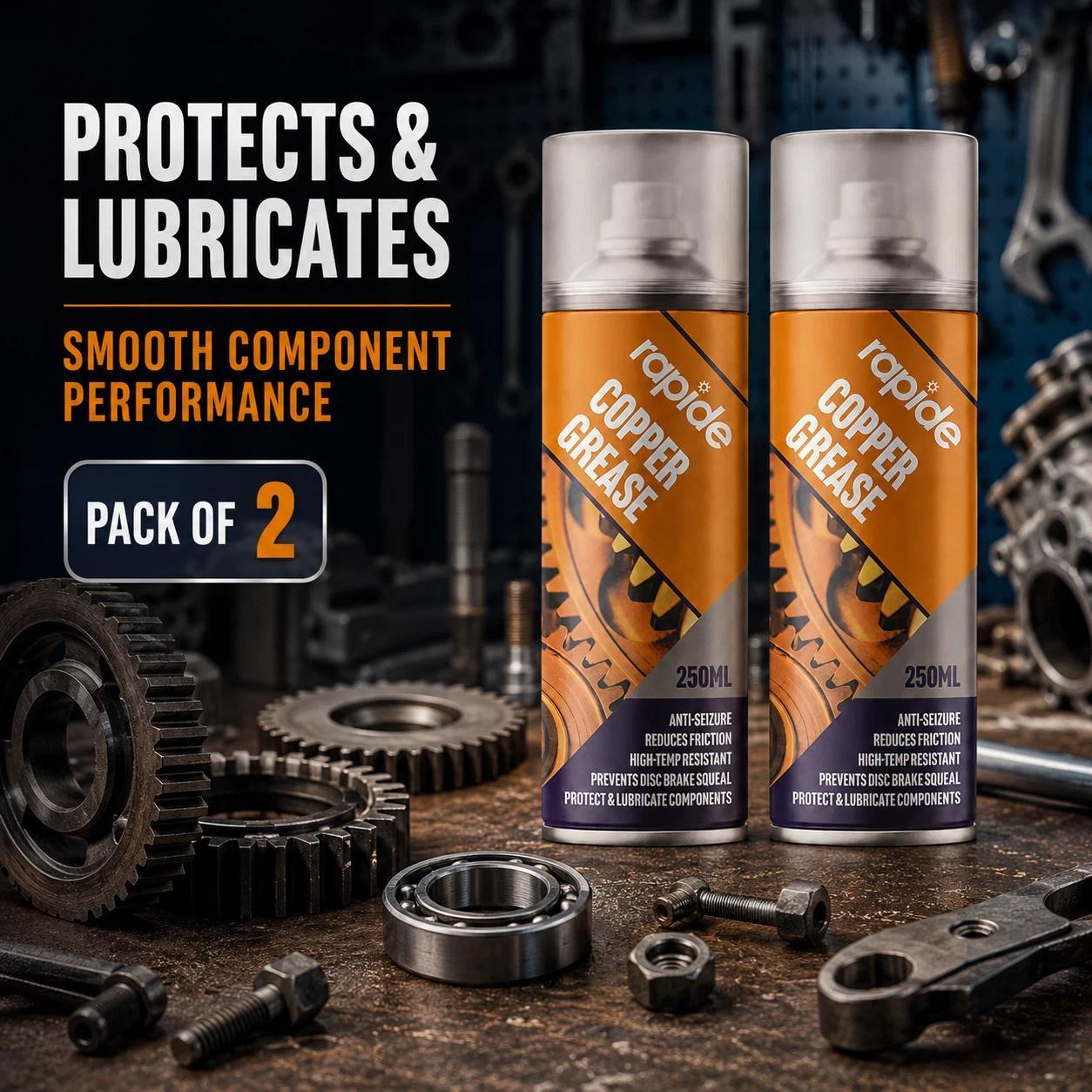 Rapide Copper Grease Spray 250ml 2-Pack High Temperature Lubricant