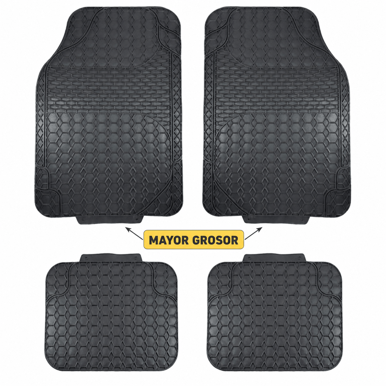 TEMU 4PCS Alfombrillas de Coche de Goma, Ajuste Universal, Para Todo , Antideslizantes, Fáciles de Limpiar