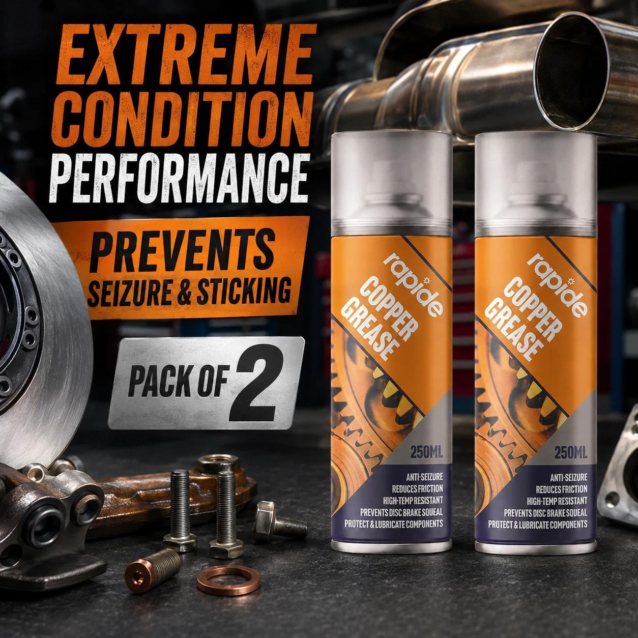 Rapide Copper Grease Spray 250ml 2-Pack High Temperature Lubricant