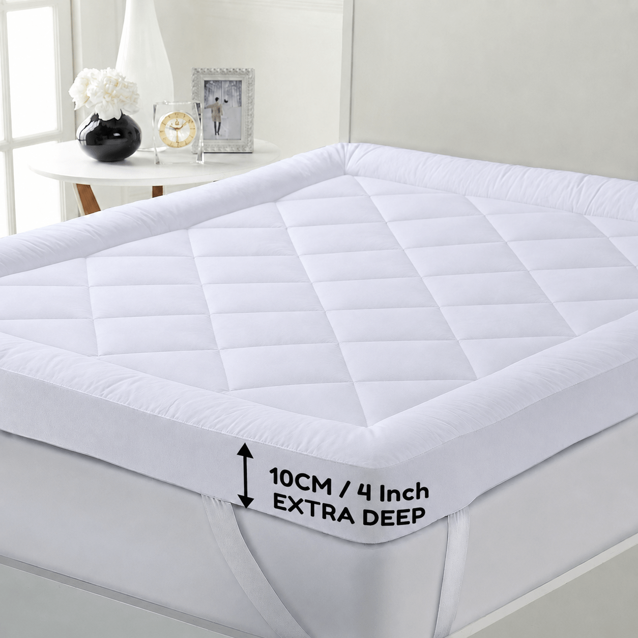 TEMU 1pc Hotel Quality Mattress Topper, Ultra Soft Mattress Pad, Brushed Microfiber Mattress Cover, Machine Washable, Elastic Corner Straps, Fits