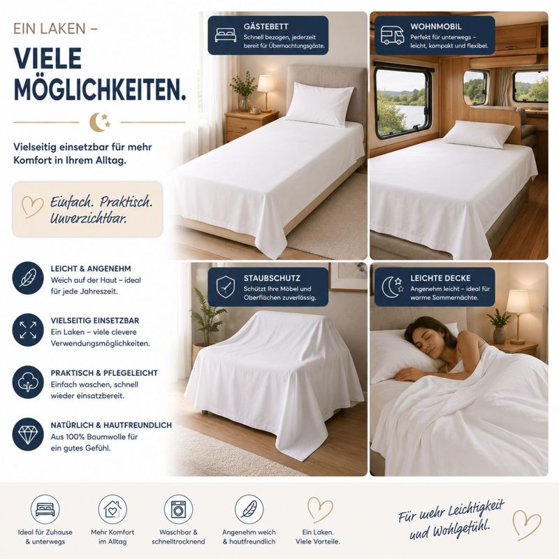 Image of Fitted Sheet-less 100% Cotton White Local Stock Breathable Soft Bed Sheet