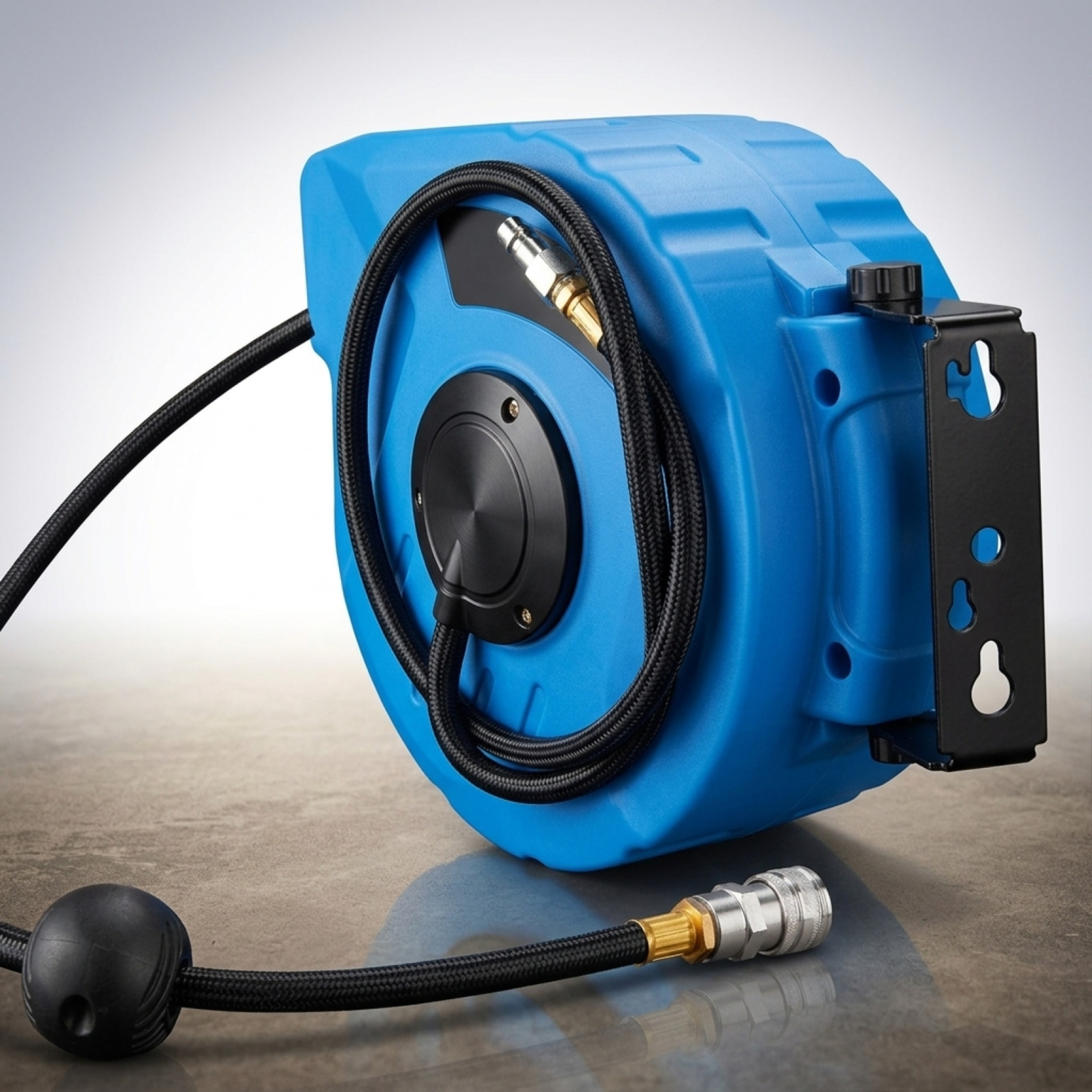 Image of Compressed Air Hose Reel 10m Automatic Retraction, 1/4" Connection, 12 Bar, 12mm Diameter