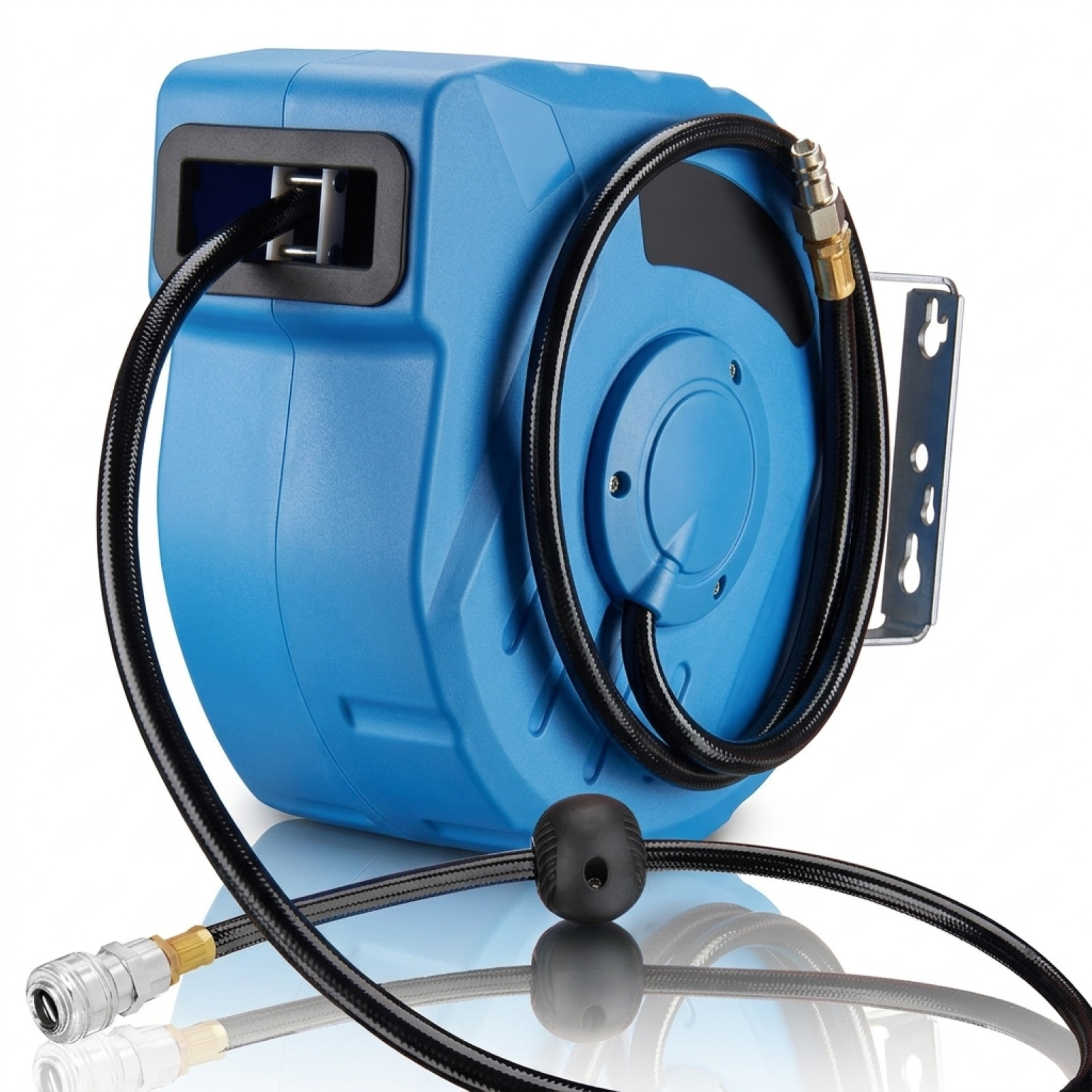 Image of Compressed Air Hose Reel 10m+1m Automatic Retraction 3/8 Inch Connection 12 Bar Ø12mm Automatic Hose Reel