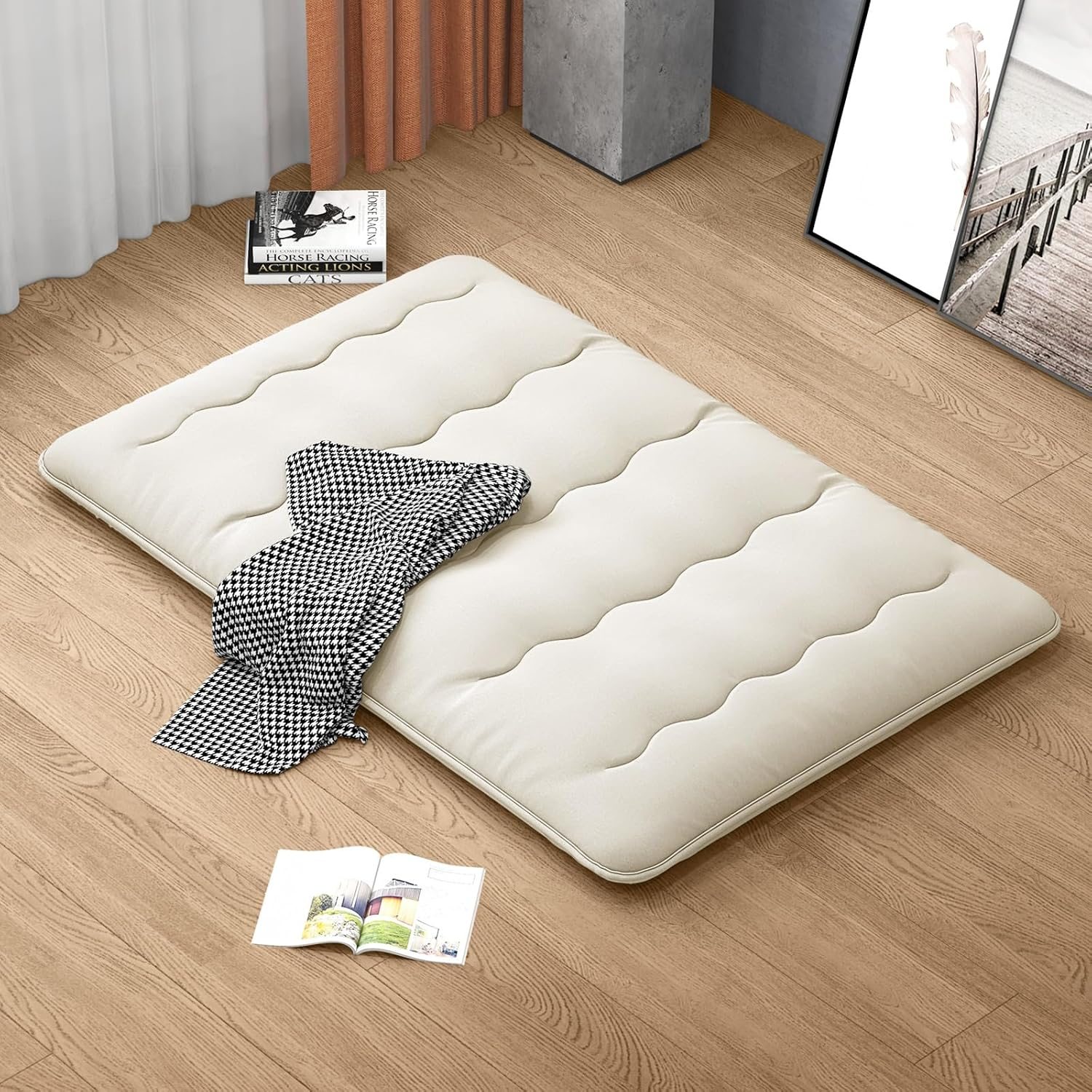 Japanese Futon Mattresses 2 , Foldable And Portable Floor Bed With Carrying Bag For Camping