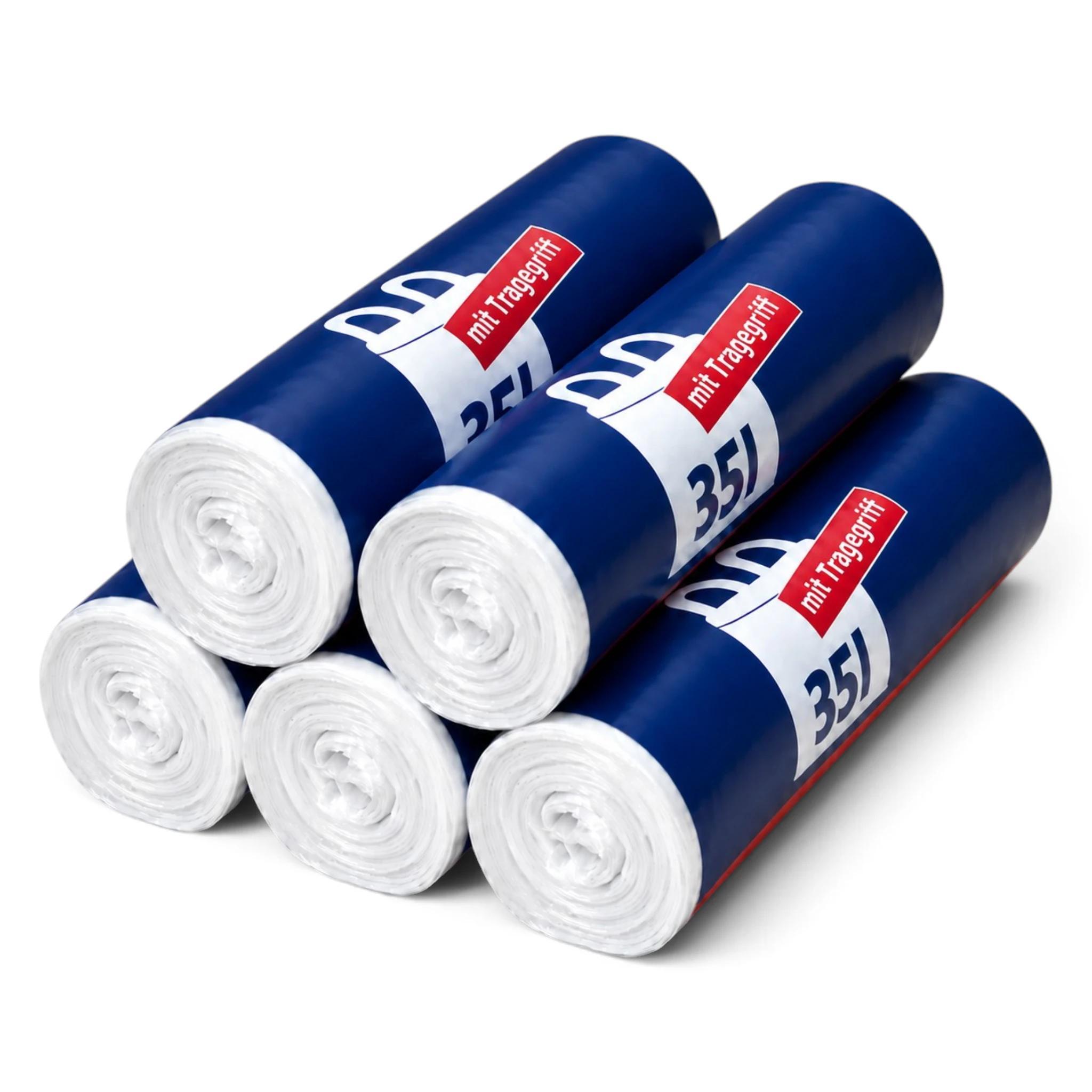 5 Rolls / 125 Bags Trash Bags/garbage Bags With Handles, 35 , 25 Bags Per Roll, Tear-resistant & Liquid-proof, Product & Packaging , Trash Bags