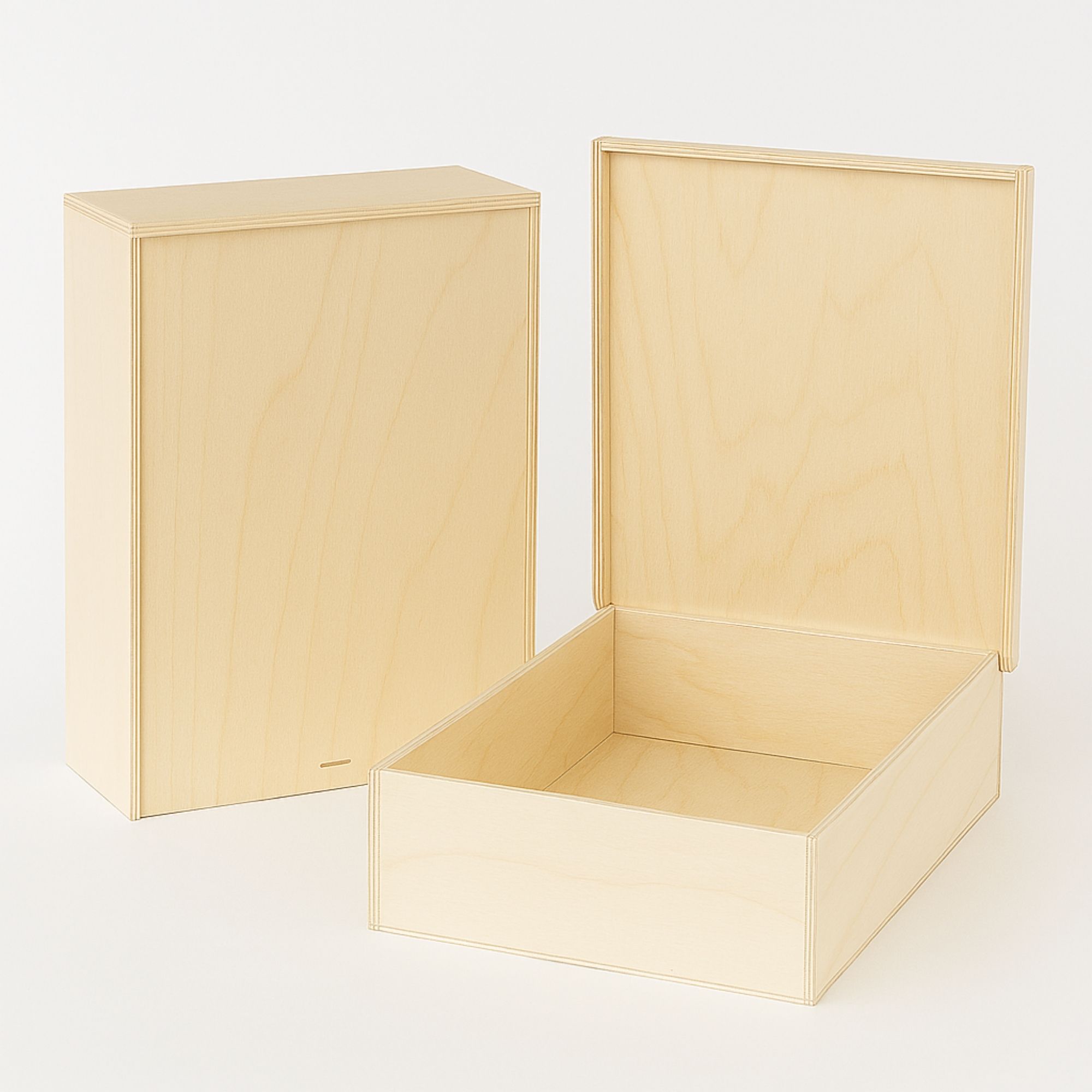Image of 2-piece Set Of Sliding Lid Boxes – Gift Box & Storage In 32×24×10.5 Cm And 37×27×10.5 Cm – Handcrafted, Versatile, Decorative, Ideal For Jewelry, Photos, Keepsakes & More