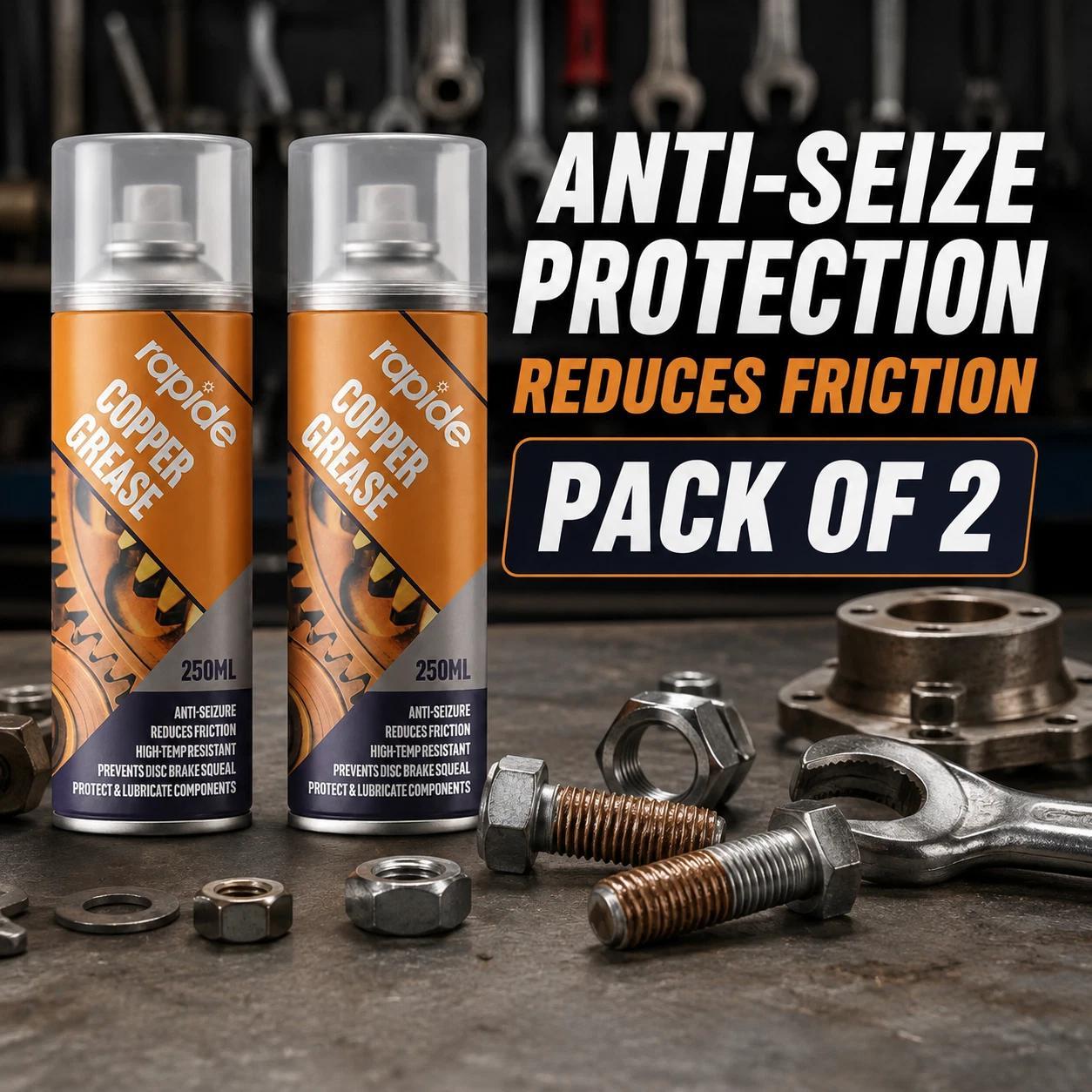 Rapide Copper Grease Spray 250ml 2-Pack High Temperature Lubricant