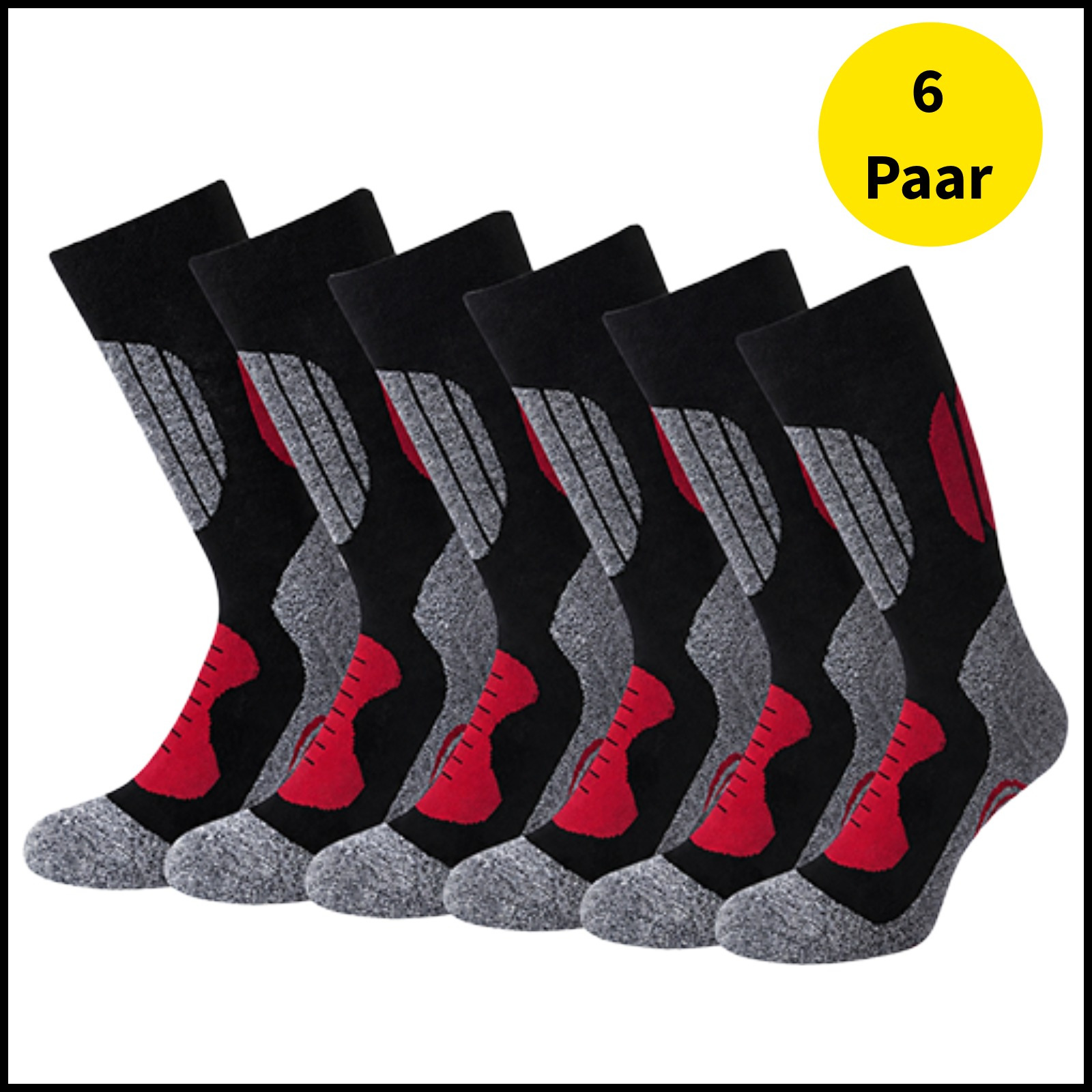 6 Pairs Of Hiking Socks For Women & Men, Padded Sole, Knee-high, Durable 35-38, 39-42, 43-46, 47-50