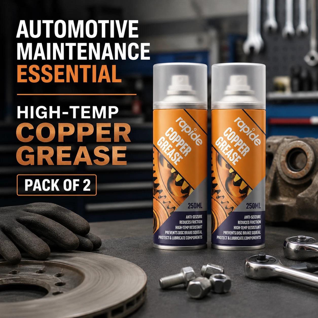 Rapide Copper Grease Spray 250ml 2-Pack High Temperature Lubricant