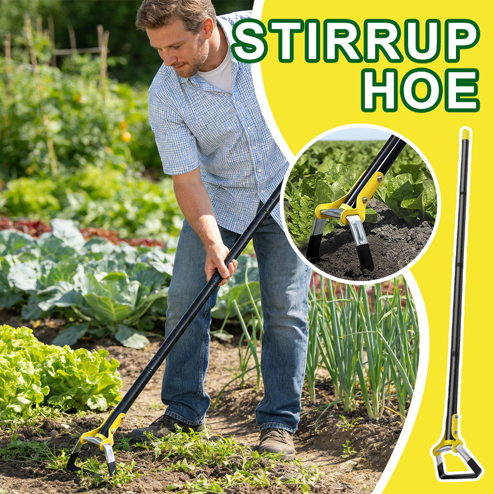 TEMU Hoe Garden Tool，portablepush-pull Weeder, Heavy Duty Garden Hoe For Easy Weeding, 60.2inch Long Handle Stirrup Hoes Gardening Tools, Rustproof &