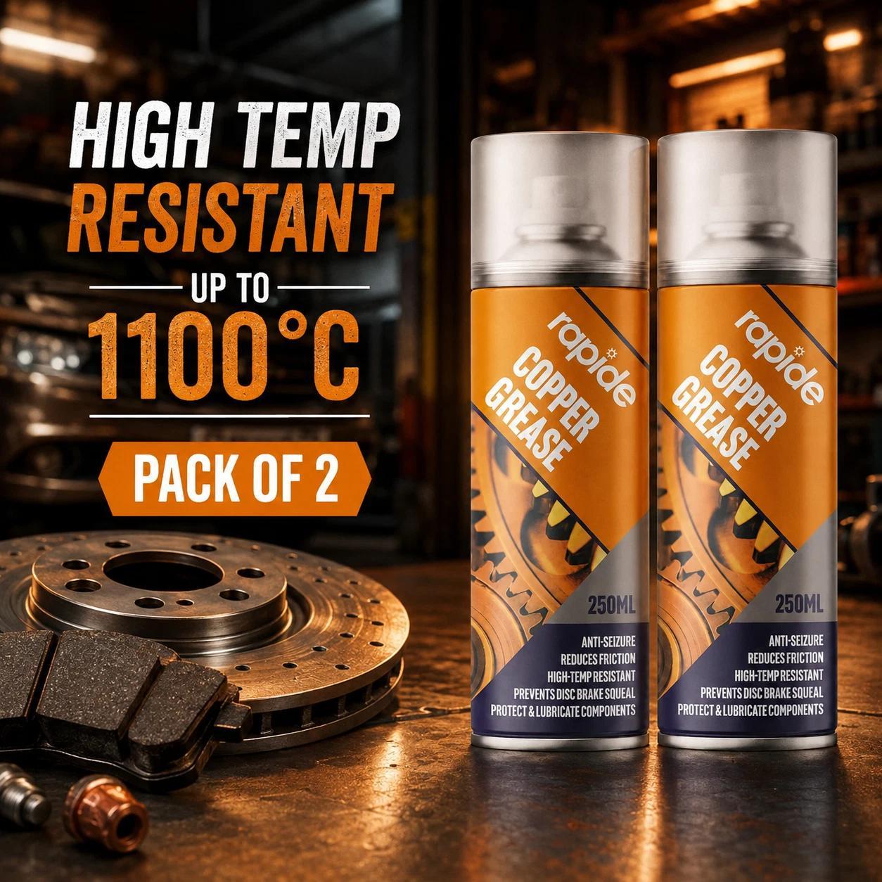 Rapide Copper Grease Spray 250ml 2-Pack High Temperature Lubricant