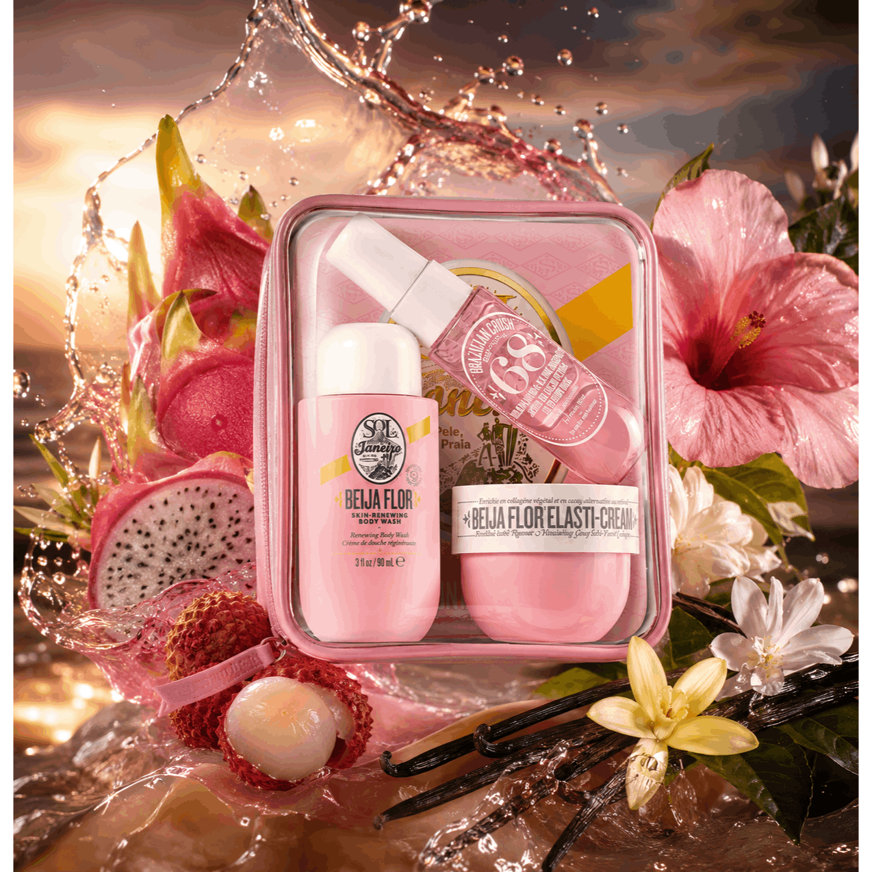 TEMU Beija Flor Jet Set – Set de 3 piezas para el cuidado corporal de mujer, 68, gel de ducha y crema hidratante