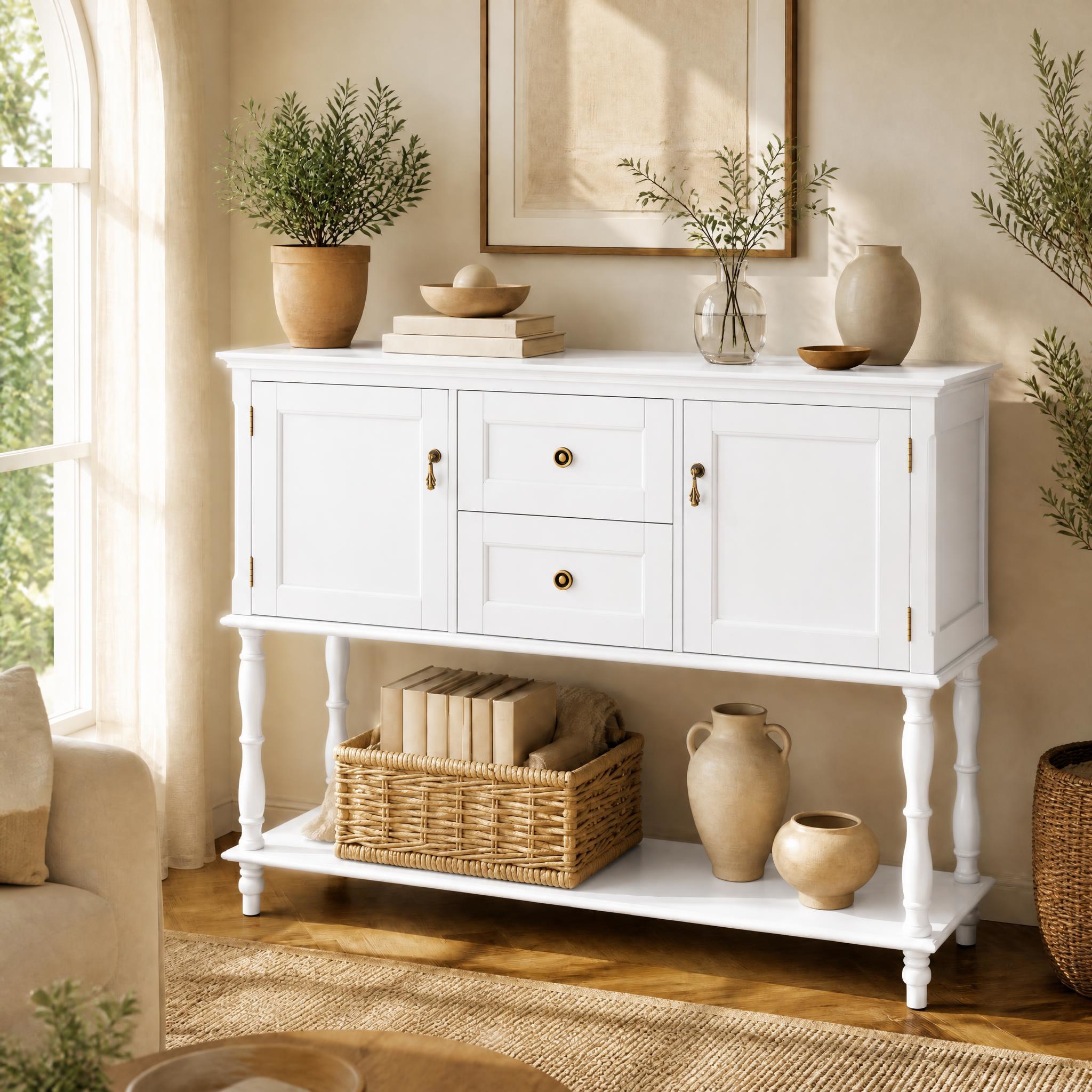Image of Console Table With 2 Drawers & 2 Door Cabinets