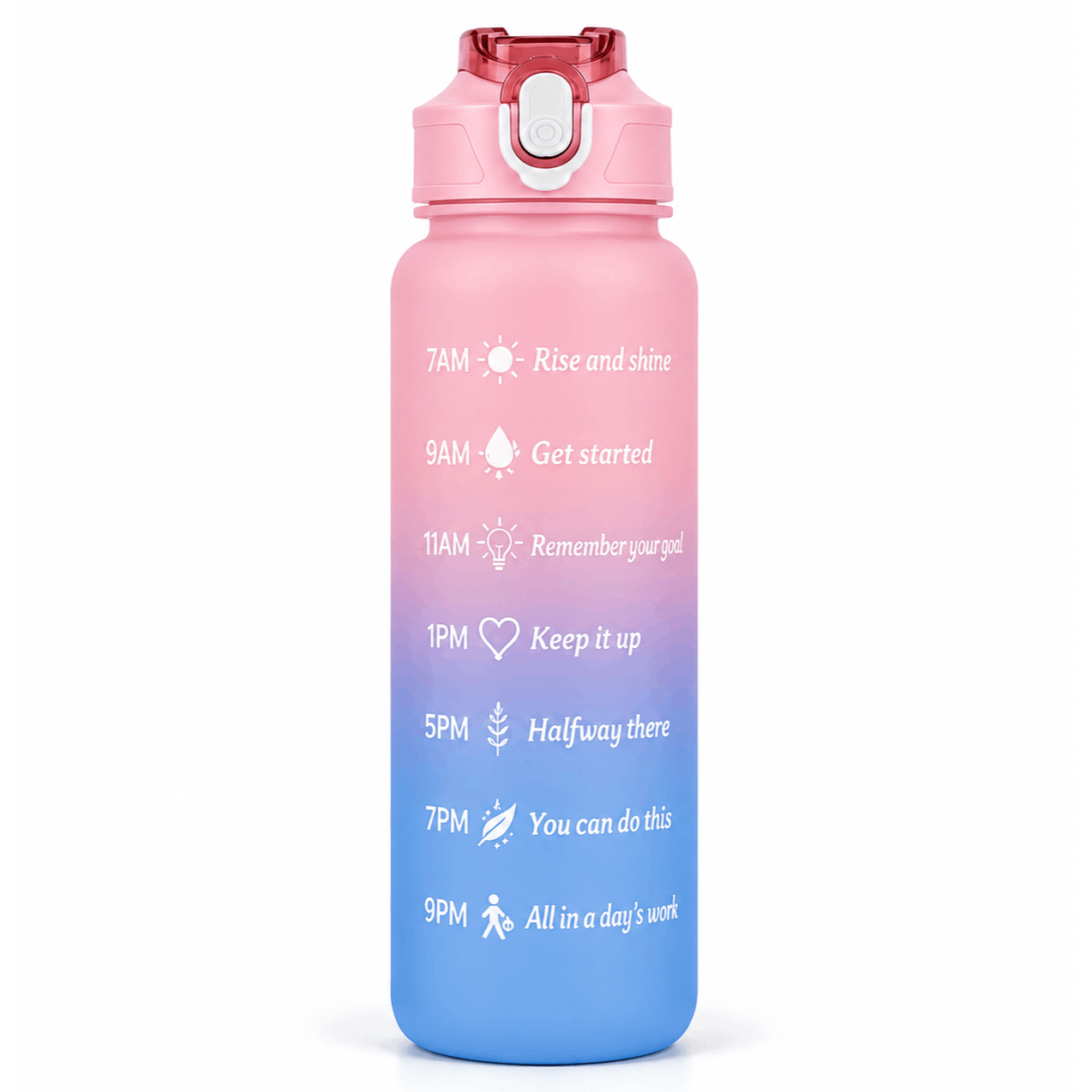 TEMU 800ml Large Capacity Motivational Water Bottle With Time Marker Leakproof | Reusable Sports Drinking Bottle For Gym School &