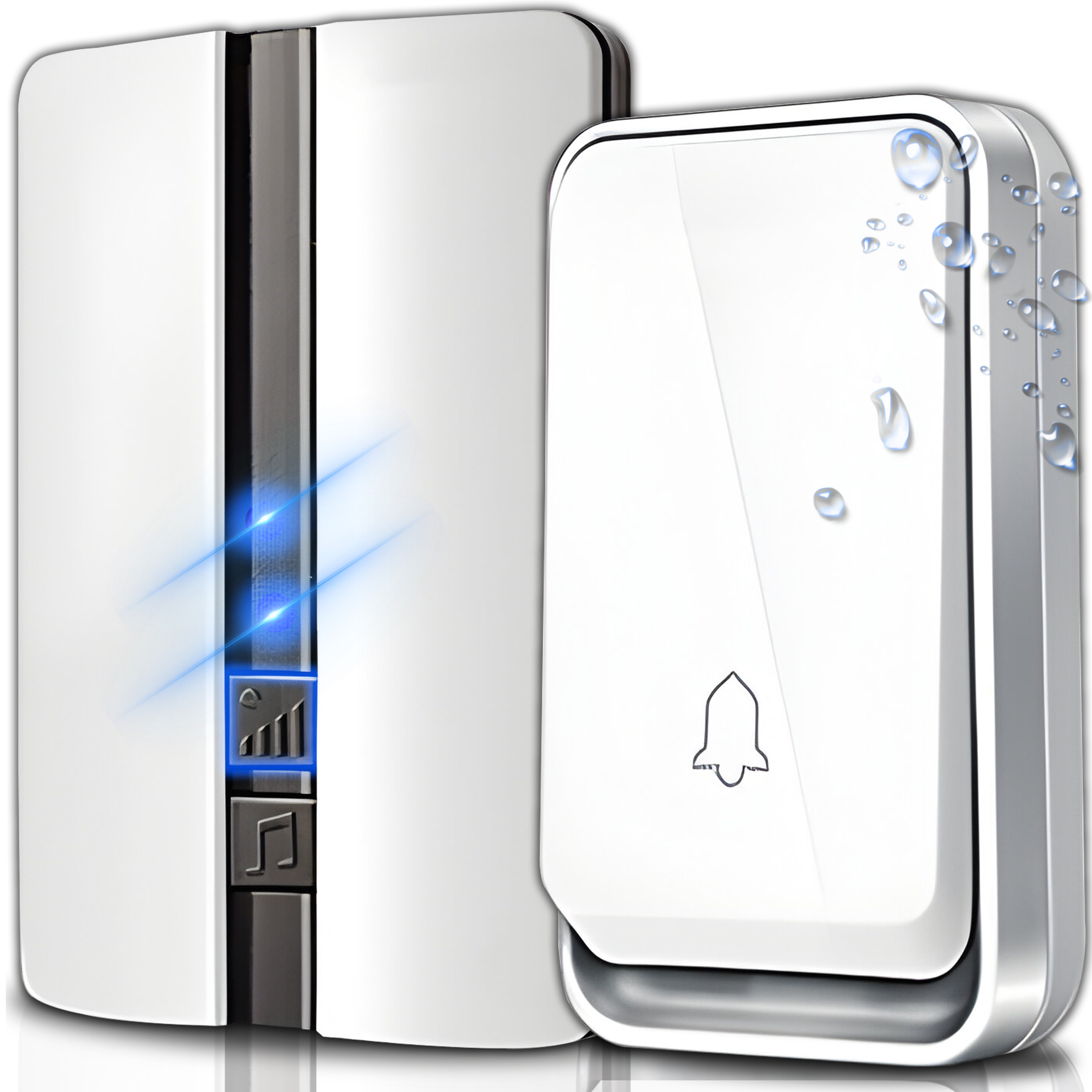 TEMU SENZA PER PORTA SENZA BATTERIA CON CINETICO RICEVITORE DA RETE 51 SUONI 4 LIVELLI DI VOLUME SEGNALAZIONE DELLA SUONERIA INSTALLAZIONE CON NASTRO