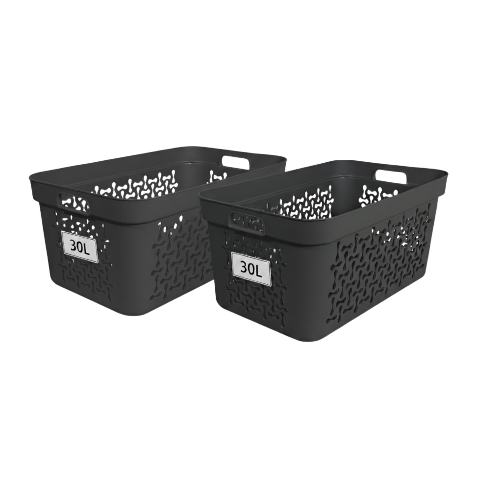 Image of 2-piece Laundry Basket Set In Colors, 20l (45×28×20cm) Or 30l (53×34×24cm) – Durable Bpa-free Plastic, With Handles, Stackable & Versatile For Dirty Laundry And Household Storage