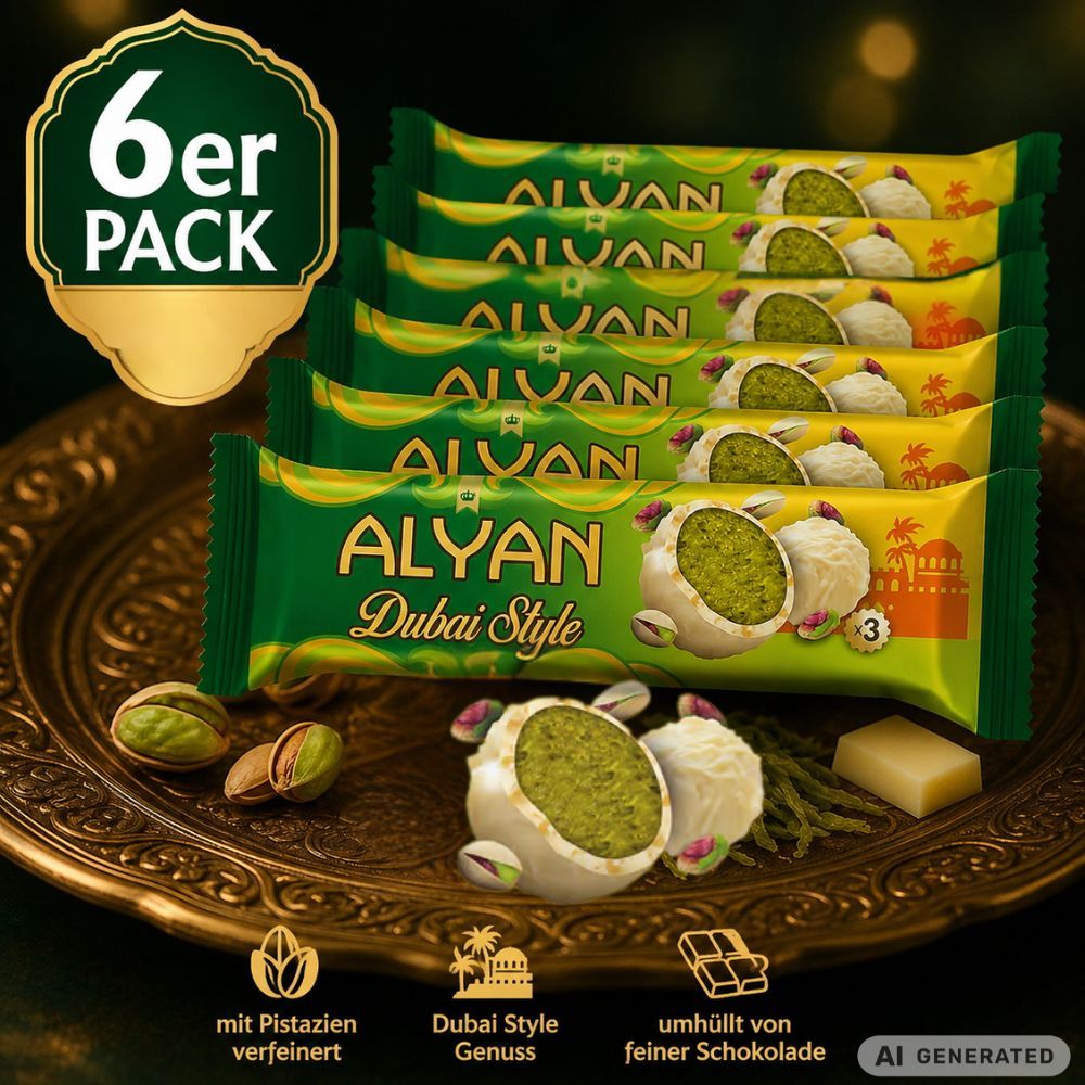 Image of 6er Alyan Dubai Style Truffino - White Chocolate With Pistachio-knafeh Filling - Dubai Chocolate Truffles - Pistachio Chocolate - Dubai Chocolate - Kadayif Pistachio Cream - 6 Packs