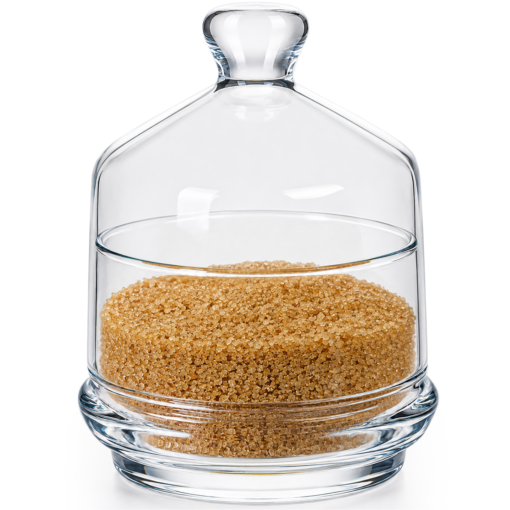 Image of Glass Sugar Bowl With Glass Lid, 285 Ml, H 12 Cm, Ø 9 Cm, Transparent Sugar Container With Lid, Dishwasher Safe, For Sugar, Sweets, And Lemon Slices.