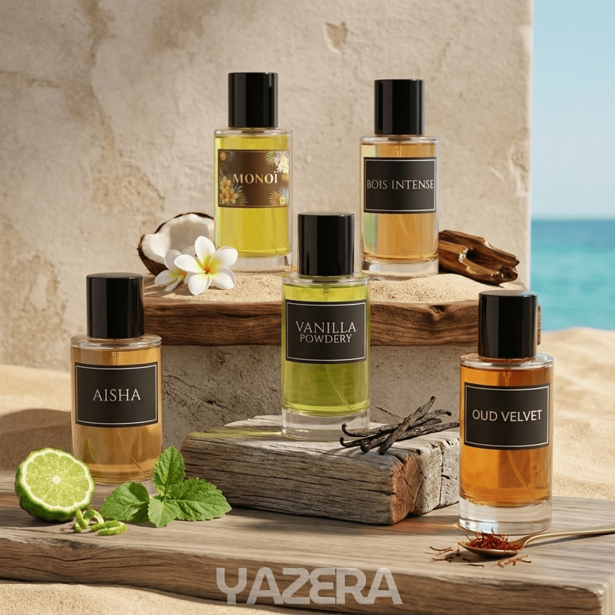 TEMU Coffret Eau de Parfum 5x50ml – Eau de Parfum Longue Tenue , Fragrance Oriental, , Vanille & Solaire-Bois ,,Vnilla Powerdery，