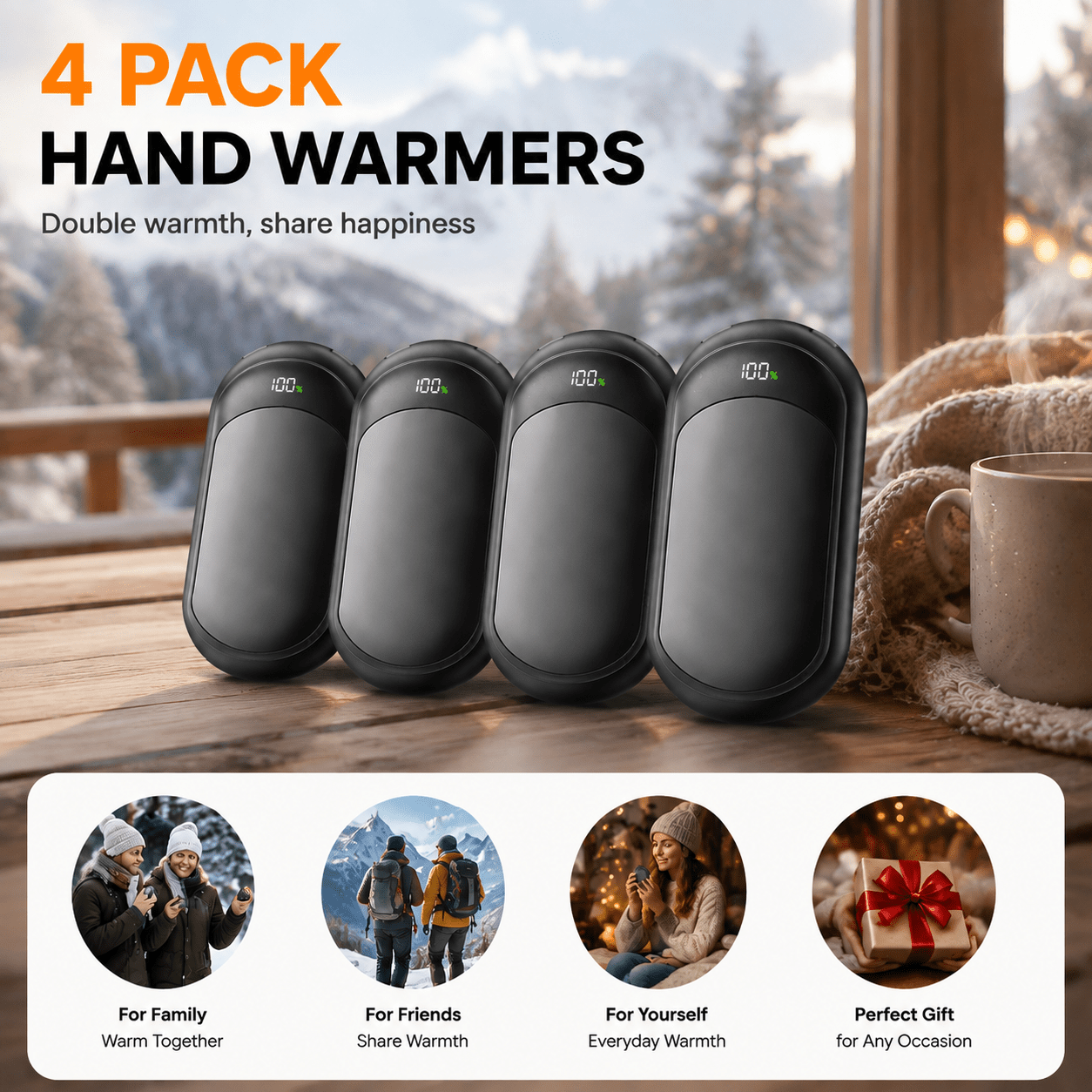 Image of Hand Warmer 2pack/4pack, 3200 Mah Hand Warmers, Long Lasting , Portable Pocket Hand Warmers, Christmas Gifts, Accessories, Ideal For Golf, Hunting, And Camping