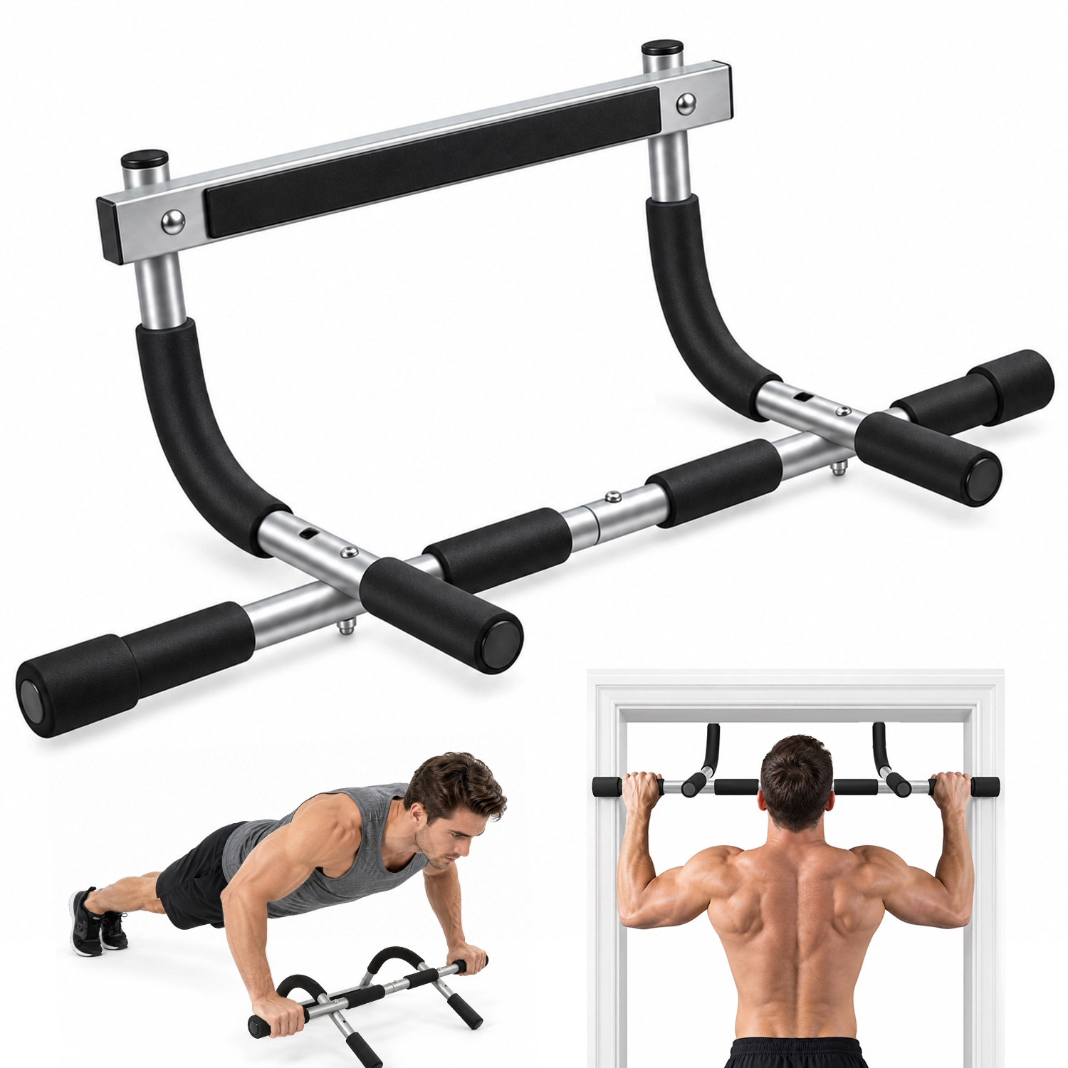 TEMU Barre de tractions, barre de tractions pour porte perçage, multifonctionnelle et réglable, barre d'exercice pour l'entraînement de force