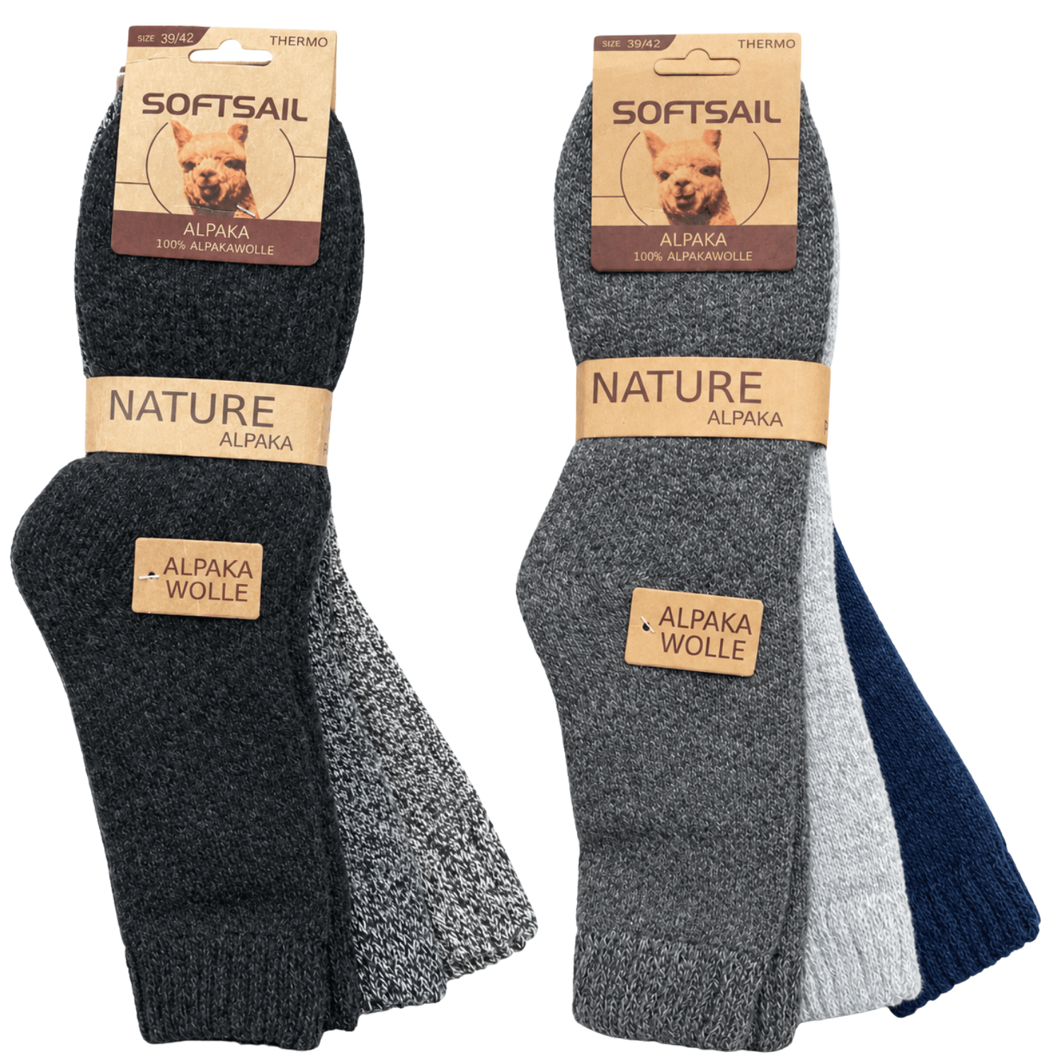 TEMU 3/6 Paar Alpaka Socken Herren Damen 95% Alpakawolle – Warme Thermosocken Wintersocken – Größen 39-42 & 43-46 zufällige Farbe
