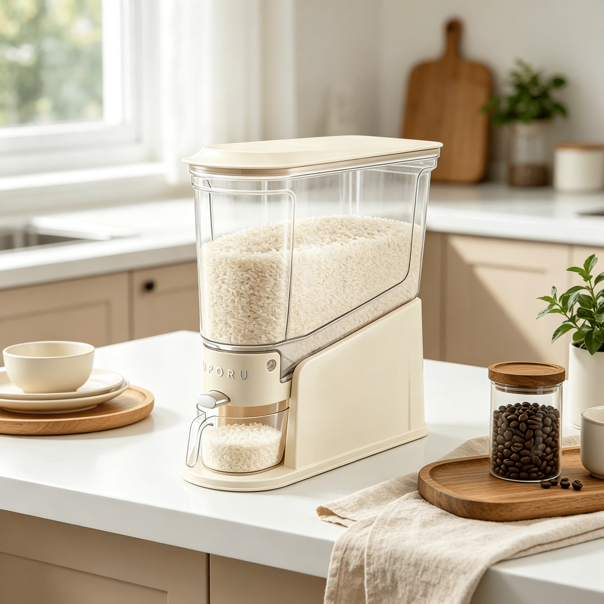 TEMU One-button Press Rice Container With Sealed Lid – Large-capacity Storage Jar，transparent Grain Storage Bucket, Airtight, Moisture-proof,