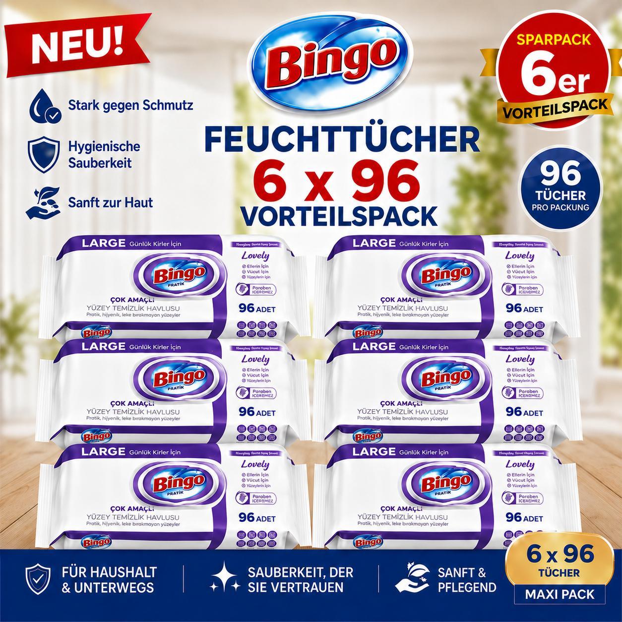 Bingo Lavender Wet Wipes 6x96 Sheets –