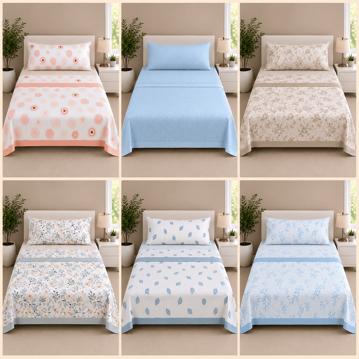 TEMU Juego de Sábanas Estampadas de 3 Piezas, Sábana Bajera Ajustable + Sábana Encimera + para Almohada Cilíndrica, Tejido Polialgodón y , para Camas