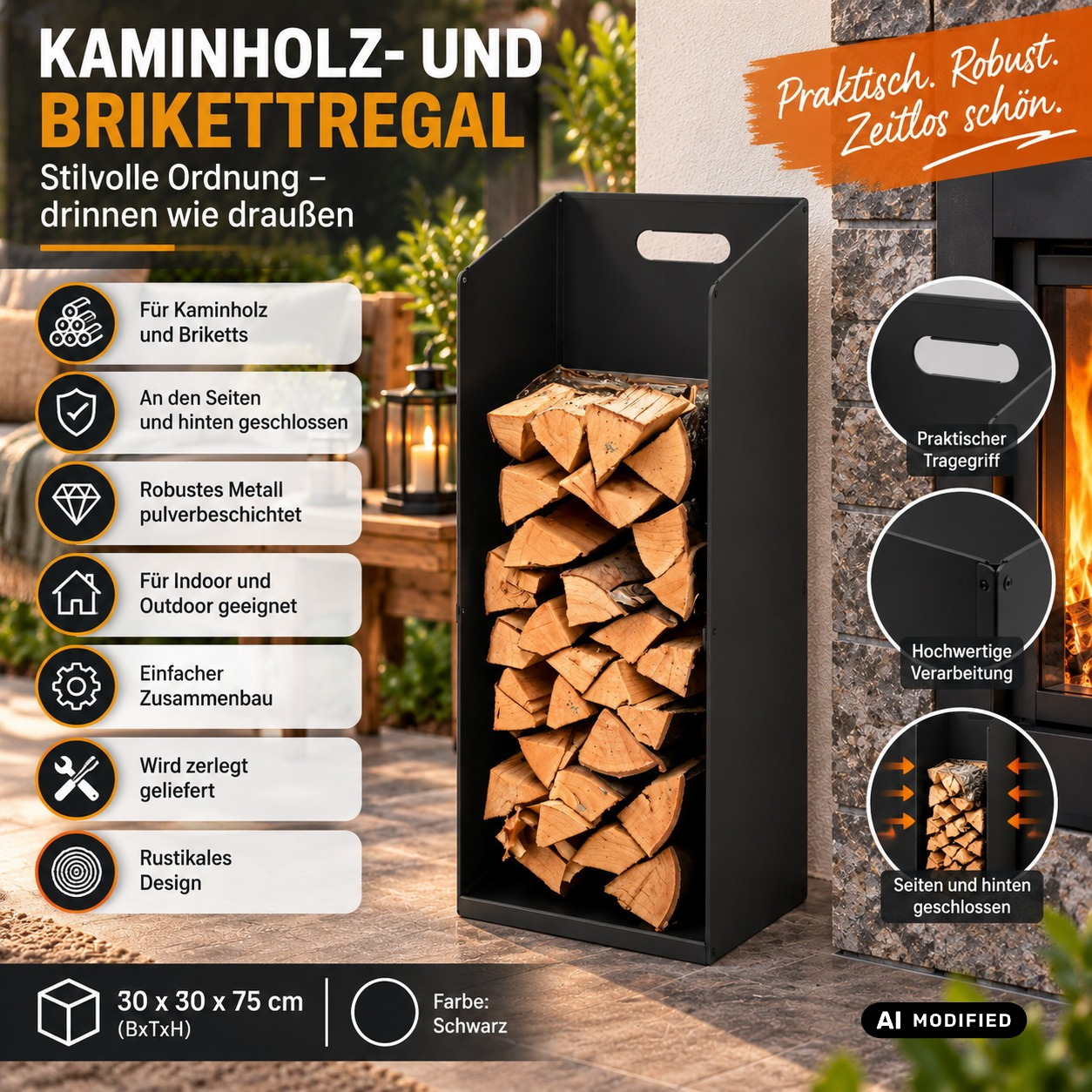 Image of Lore Firewood And Briquette Rack - Indoor And Outdoor Firewood Storage Stand, Firewood Holder, Firewood Shelf, Firewood Rack, Firewood/firewood/wood/briquette Rack, Fireplace Rack