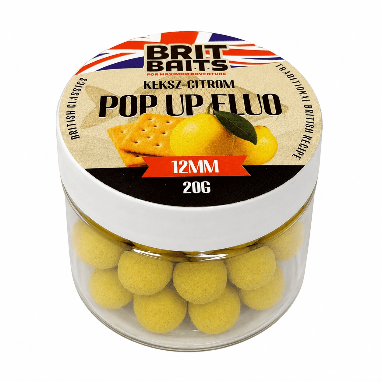 Image of Britbaits Method Feeder Floating Pop Up Boilie 12 Mm – Biscuit & Lemon – For Carp And Carp, 20 G