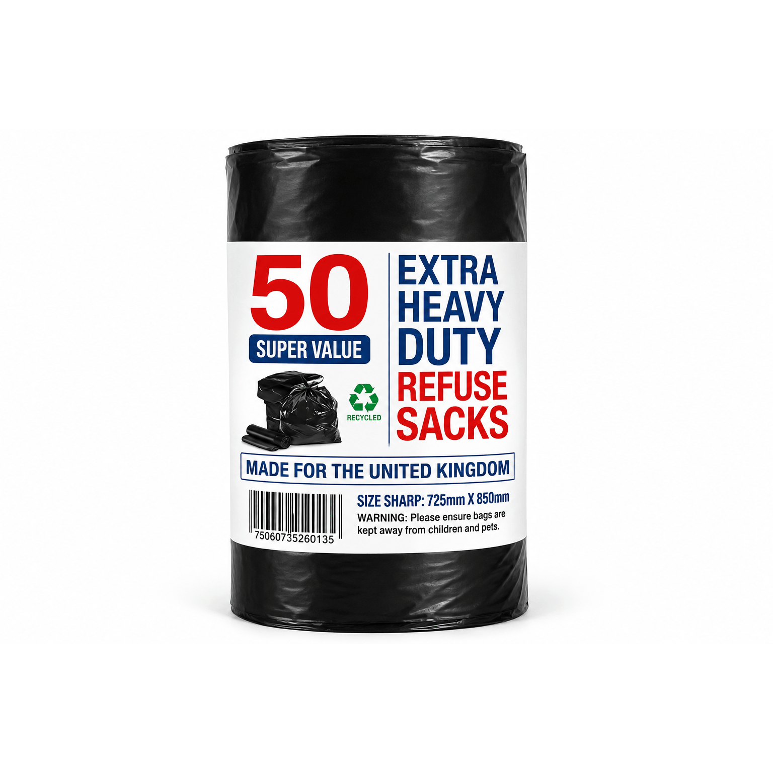 TEMU 50 Pack Heavy Duty Black Bin Liners 70l - Tear Resistant Sacks Roll For Home, Kitchen & Garden Trash